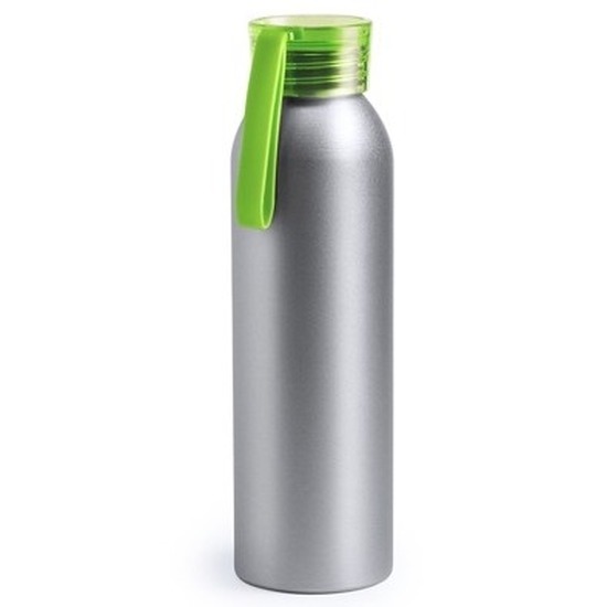 Aluminium drinkfles/waterfles met groene dop 650 ml