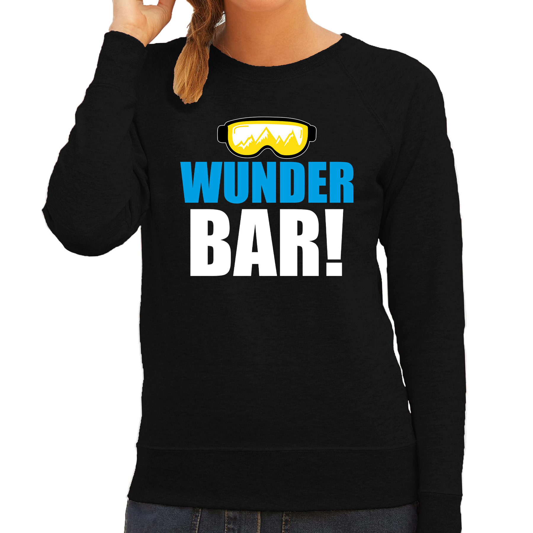 Apres ski trui Wunderbar zwart dames Wintersport sweater Foute apres ski outfit