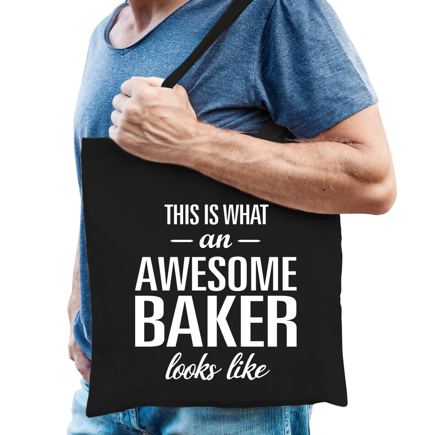 Awesome baker-geweldige bakker cadeau tas zwart voor dames en heren