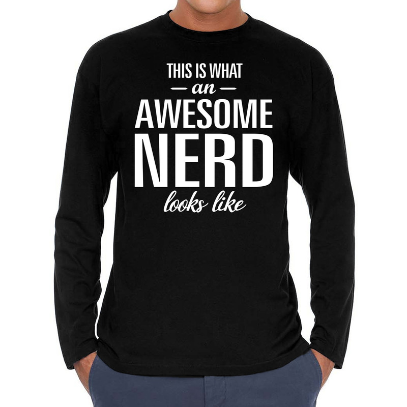 Awesome-geweldige nerd cadeau t-shirt long sleeves heren