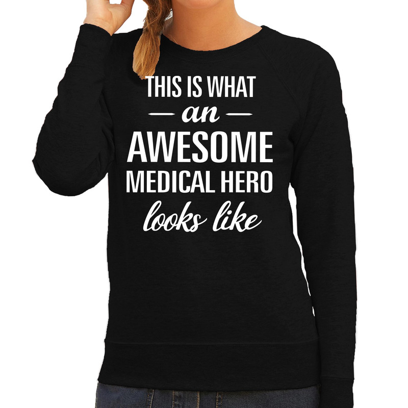 Awesome medical hero cadeau sweater-trui zwart voor dames