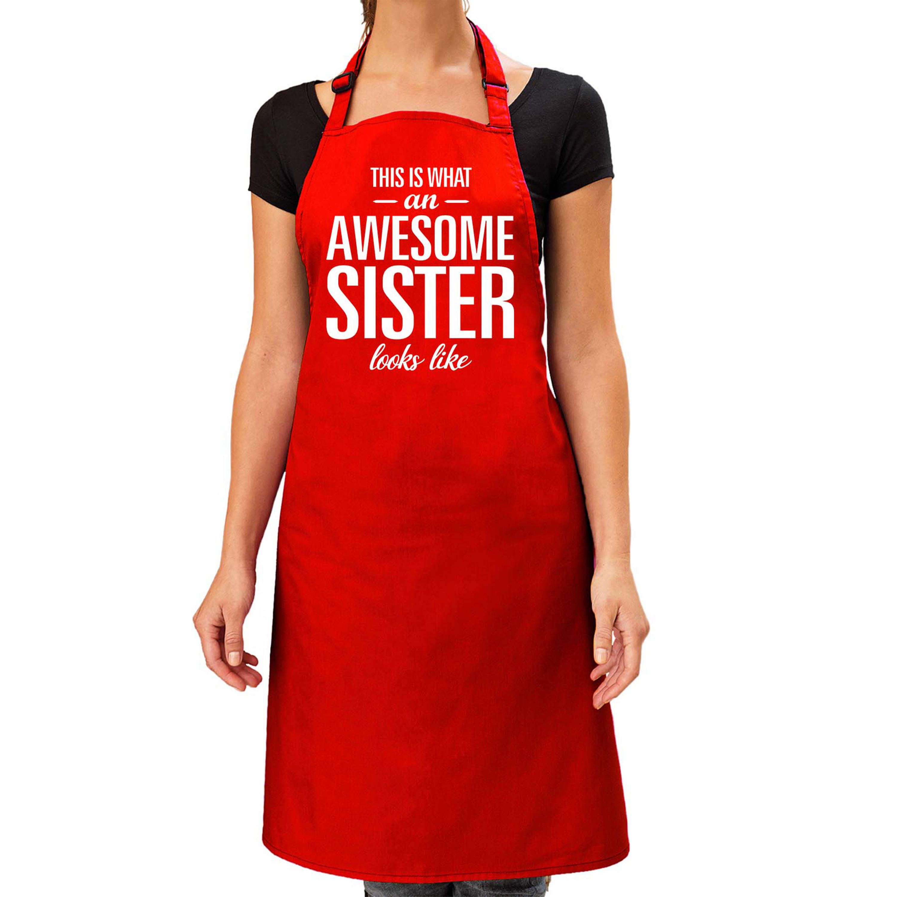 Awesome sister cadeau bbq-keuken schort rood dames
