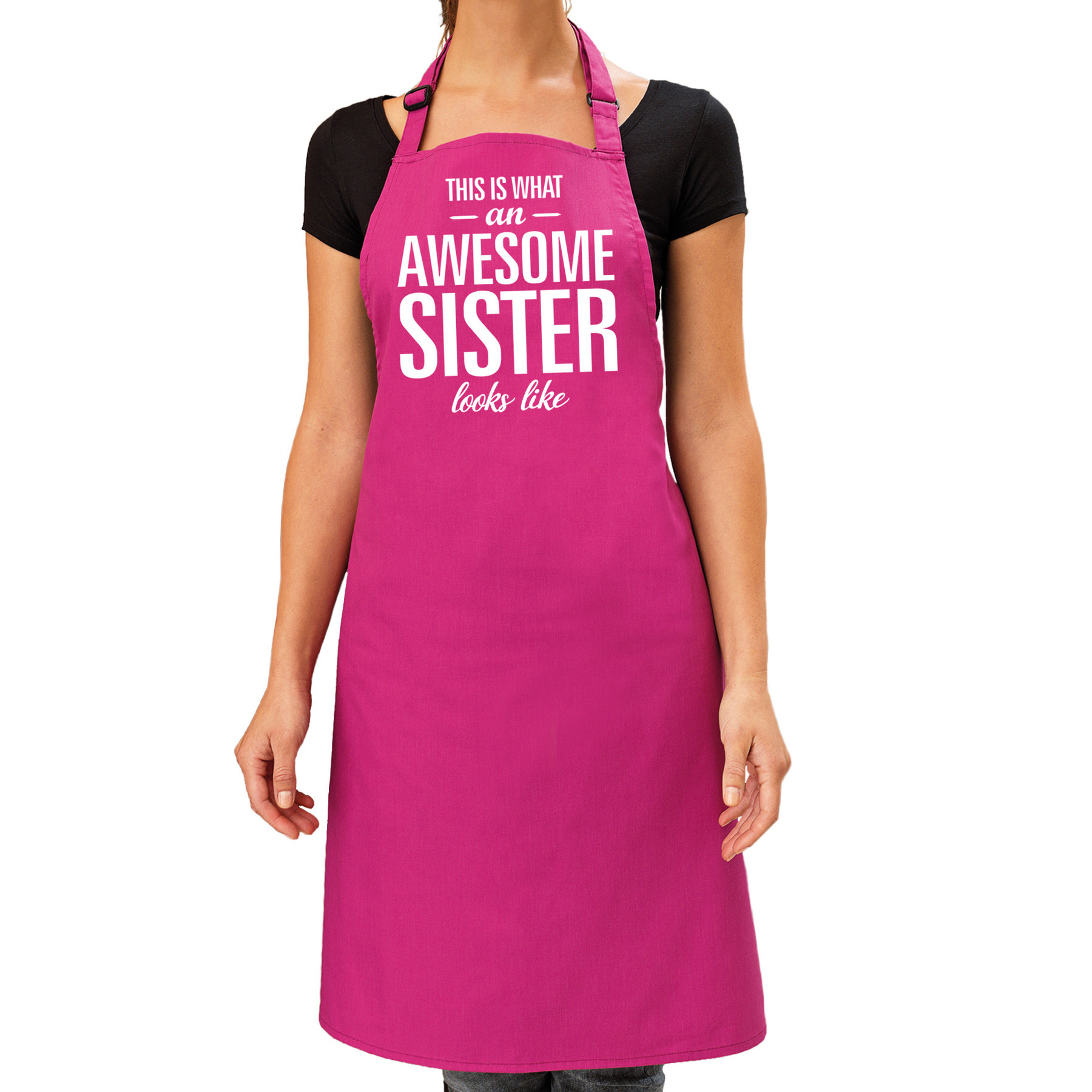 Awesome sister cadeau bbq-keuken schort roze dames
