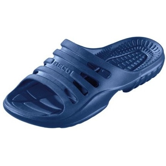 Bad-sauna slippers met voetbed navy blauw heren