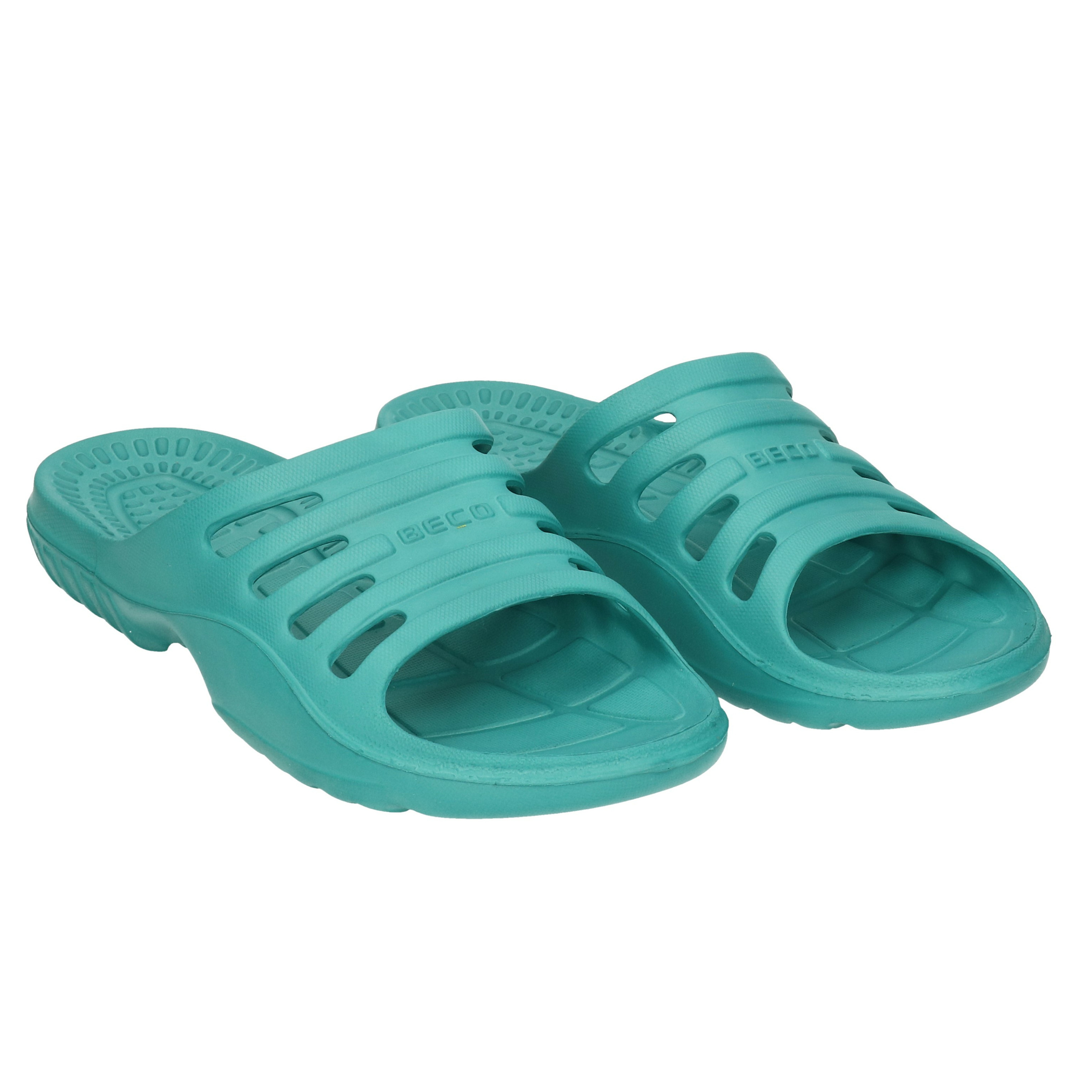 Bad-sauna slippers met voetbed petrol blauw dames
