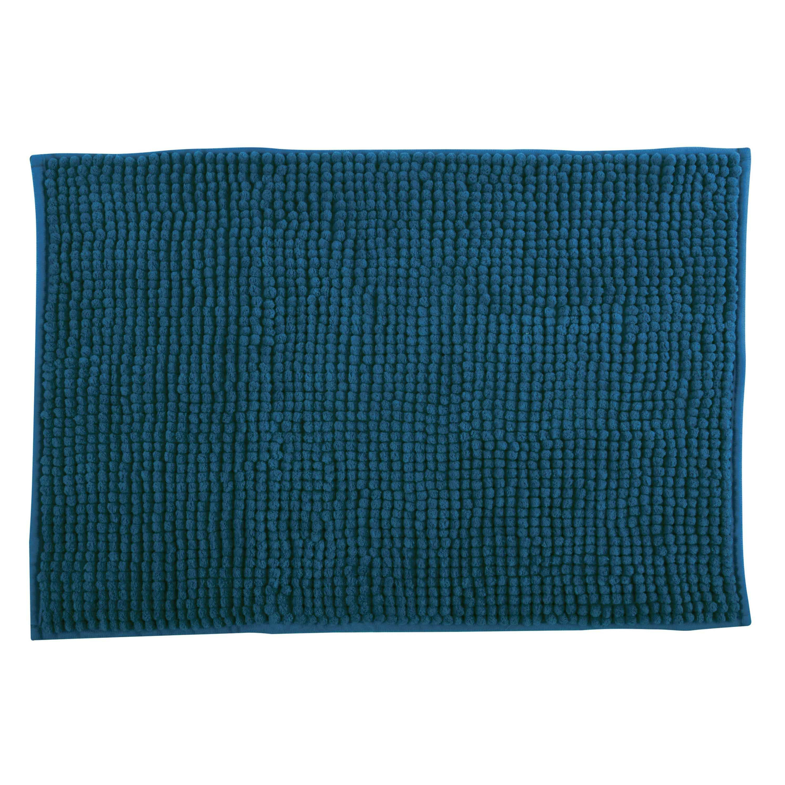 Badkamerkleedje-badmat tapijt voor op de vloer donkerblauw 60 x 90 cm