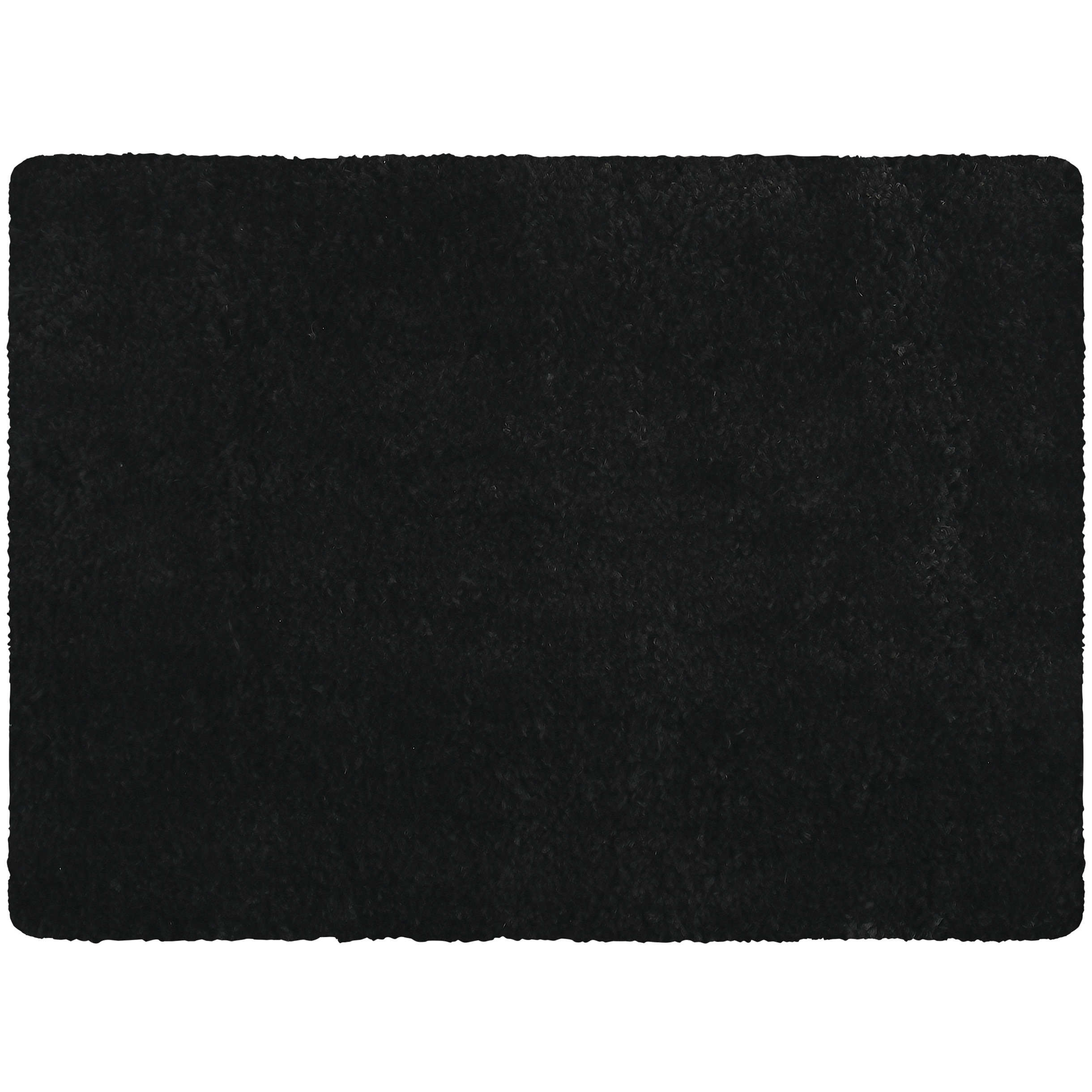 Badkamerkleedje-badmat tapijt voor op de vloer zwart 50 x 70 cm langharig