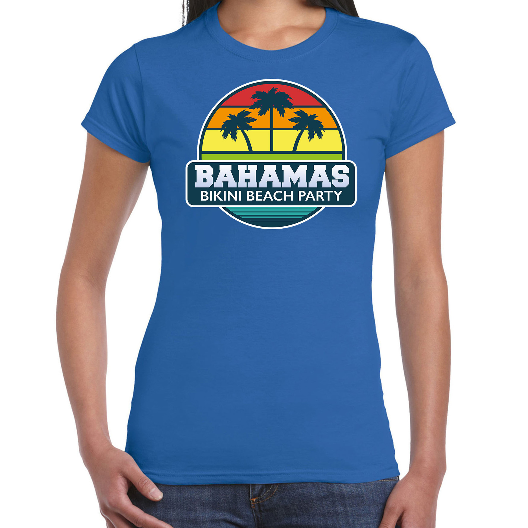 Bahamas zomer t-shirt-shirt Bahamas bikini beach party blauw voor dames