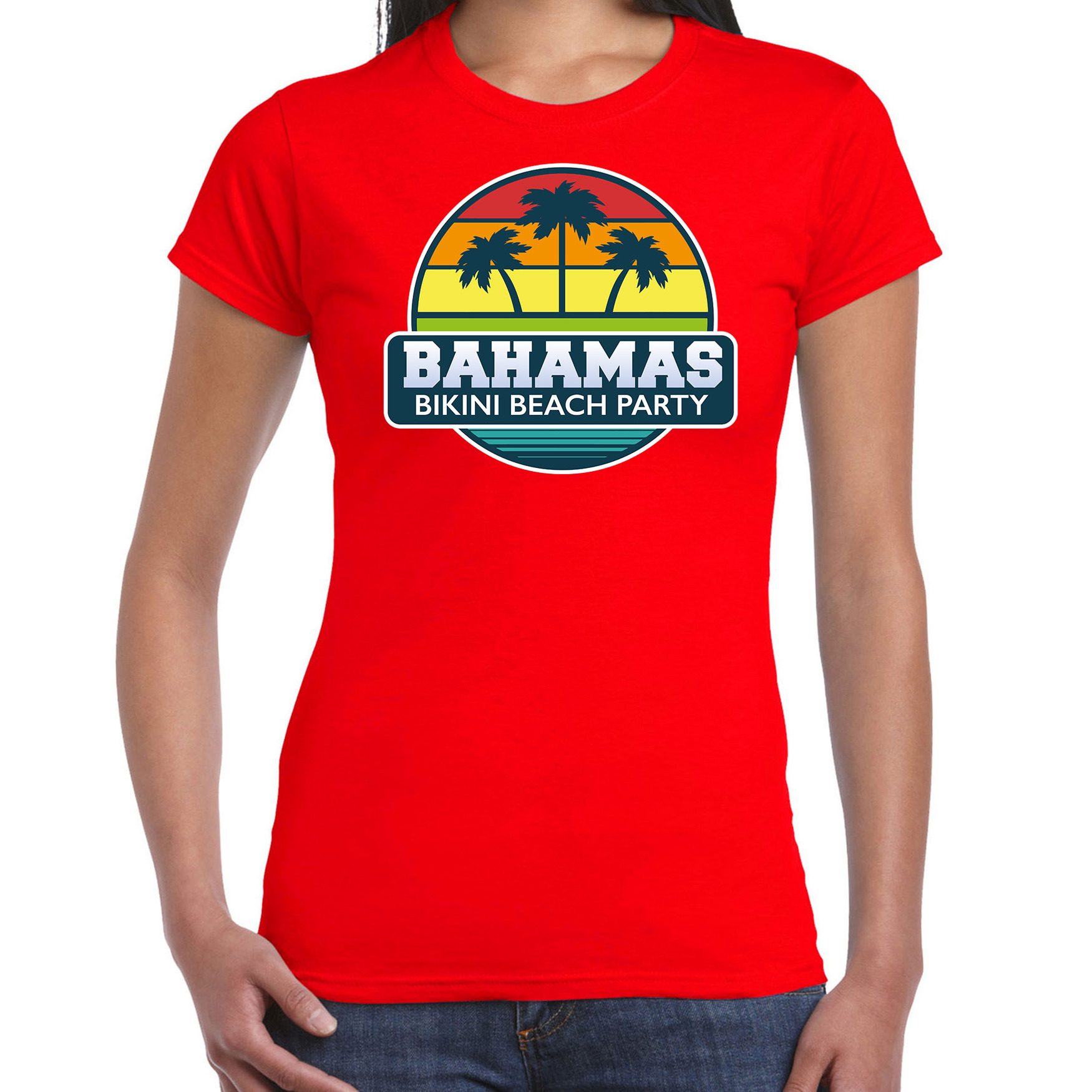 Bahamas zomer t-shirt-shirt Bahamas bikini beach party rood voor dames
