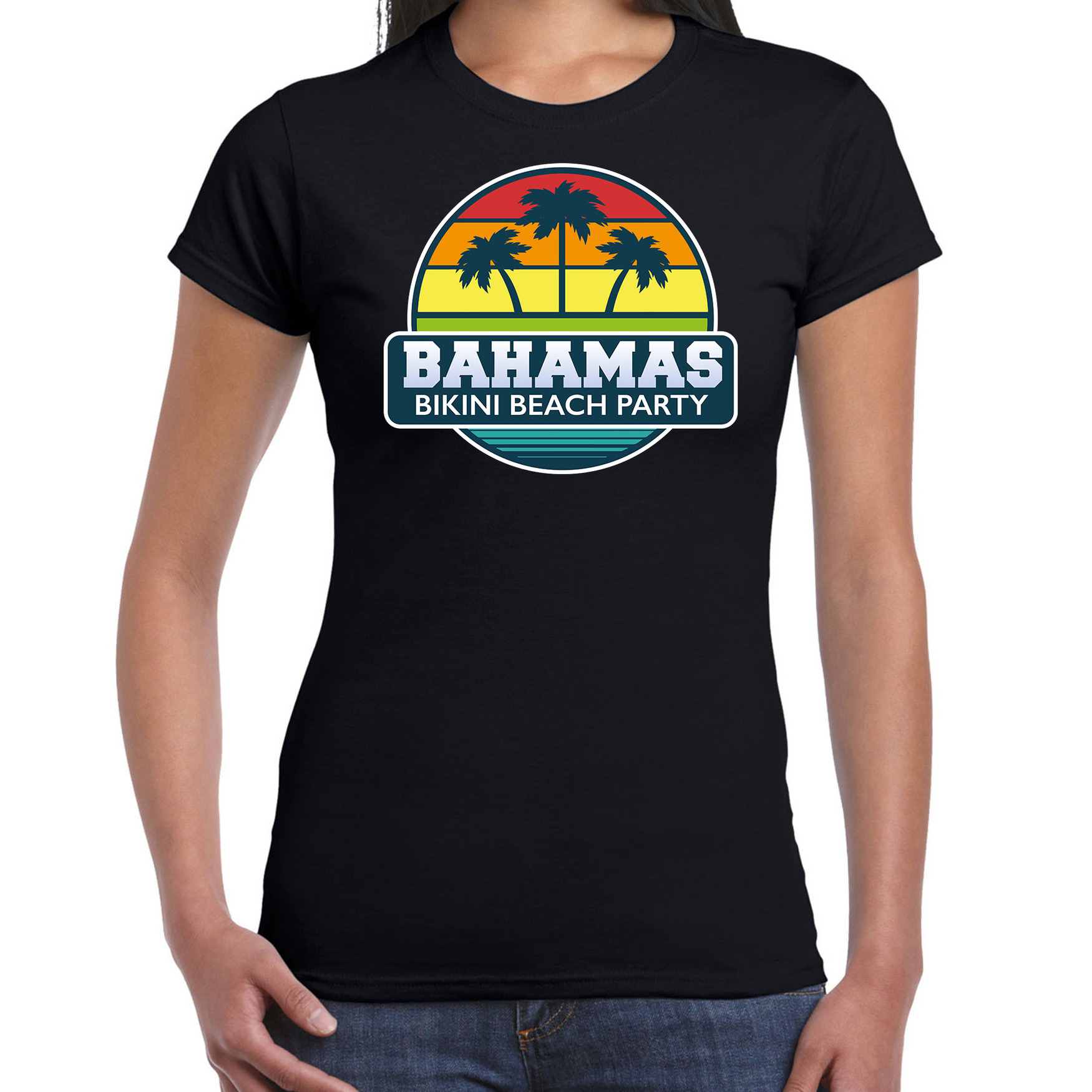 Bahamas zomer t-shirt-shirt Bahamas bikini beach party zwart voor dames