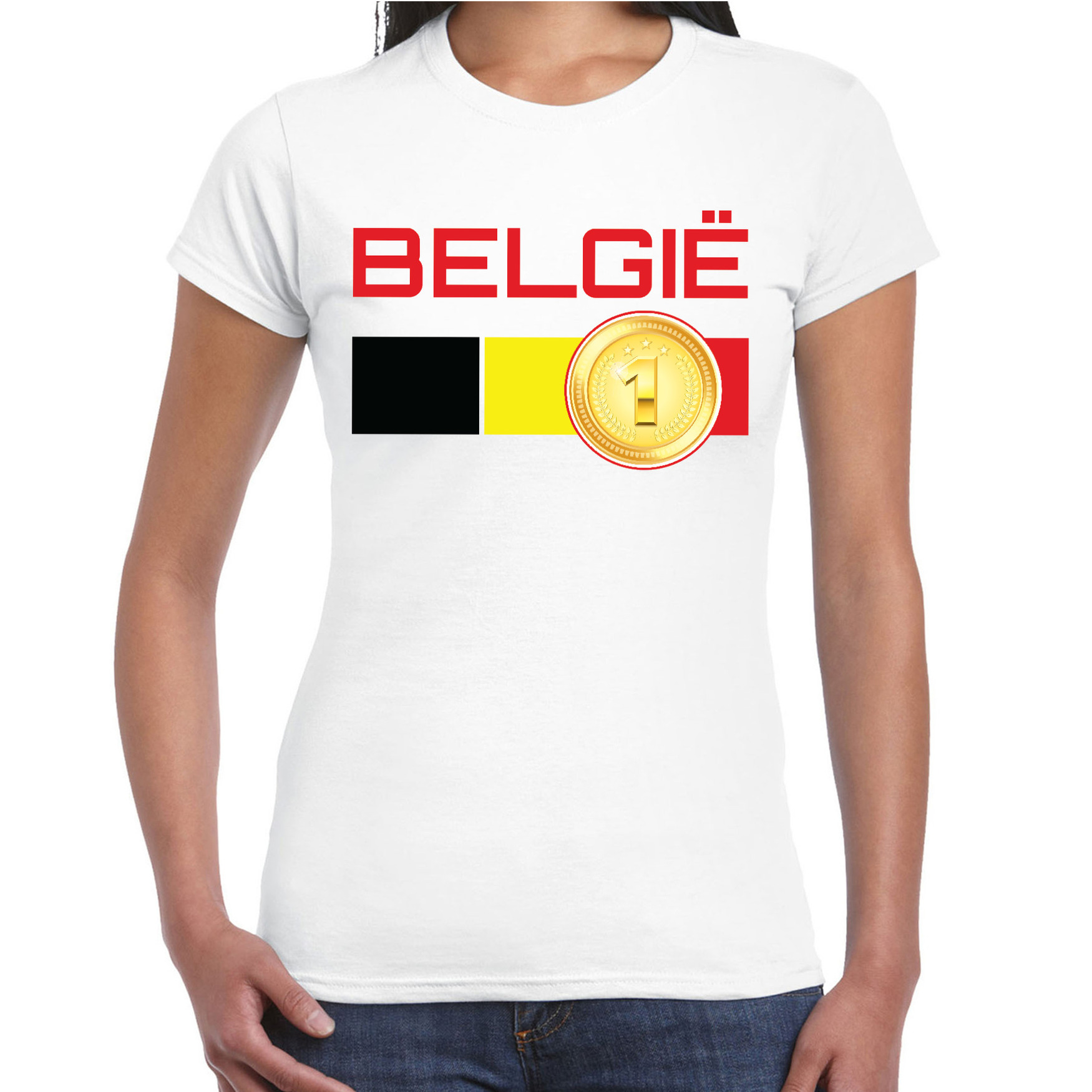 Belgie landen t-shirt wit dames