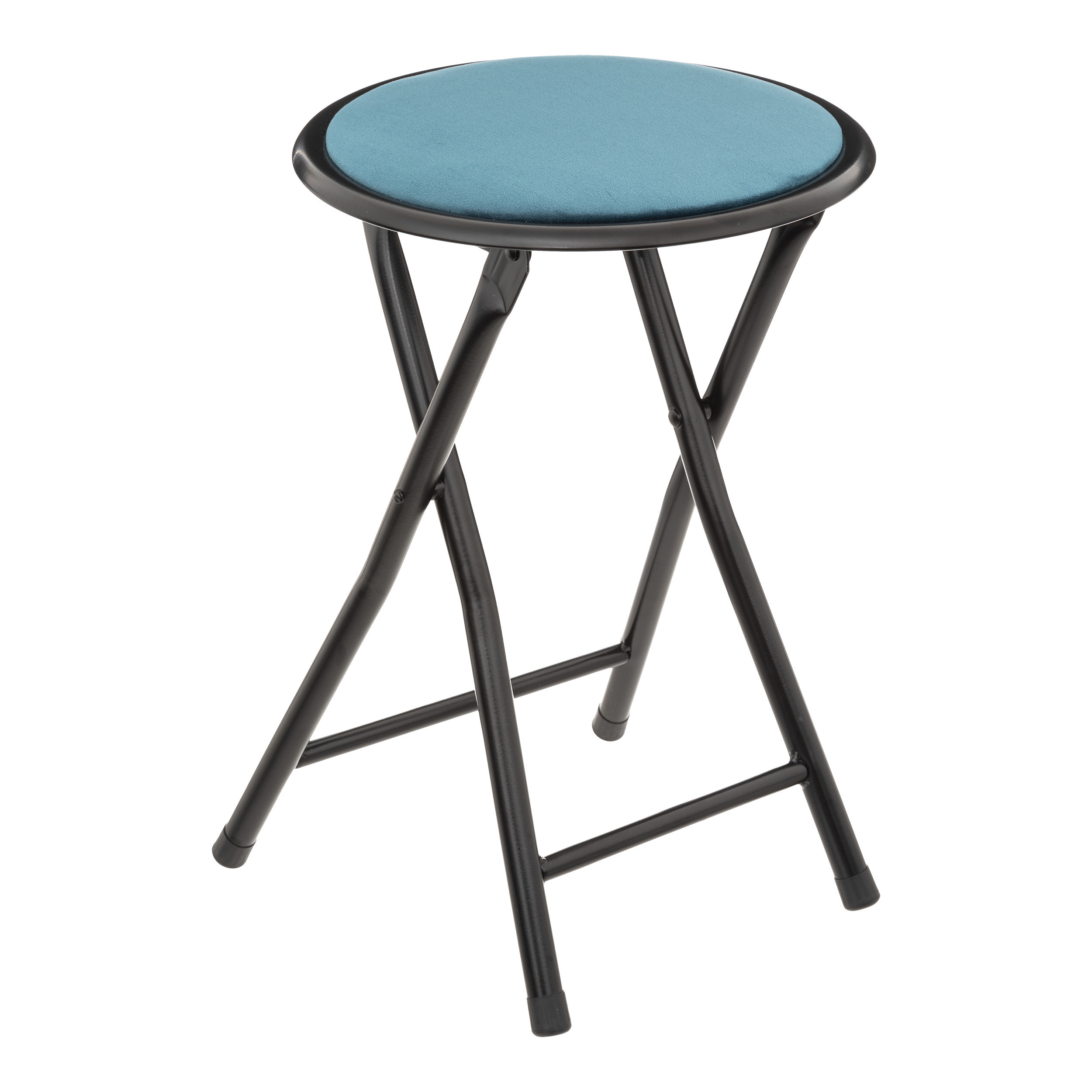 Bijzet krukje-stoel Opvouwbaar blauw fluweel 29 x 45 cm