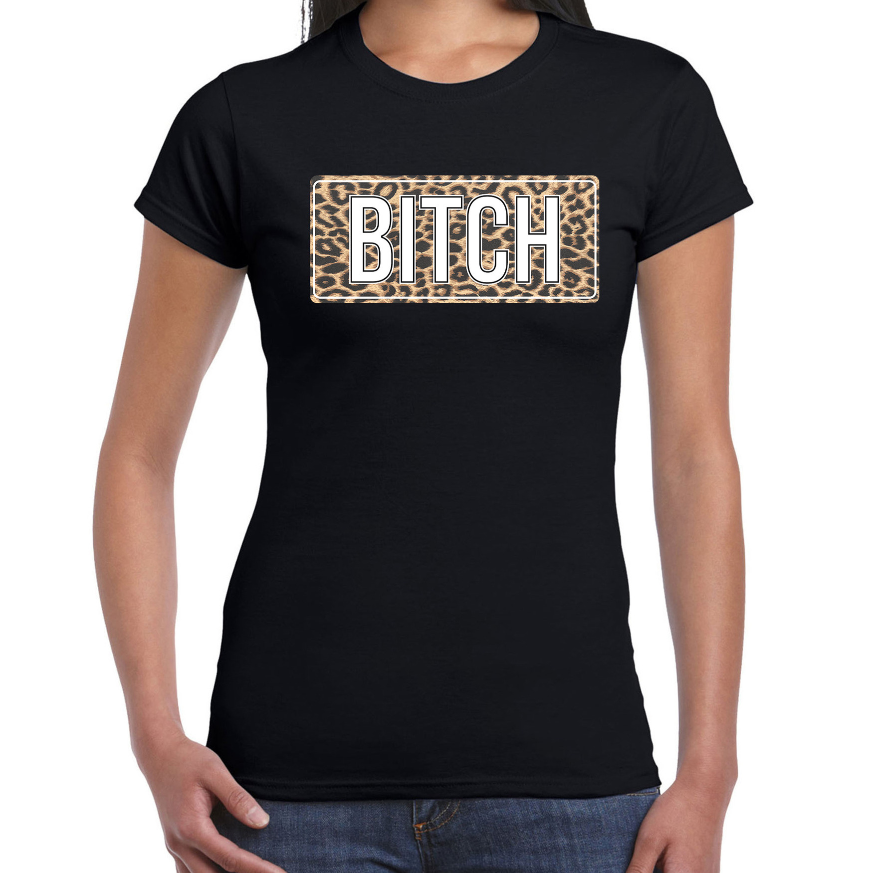 Bitch fun tekst t-shirt zwart voor dames