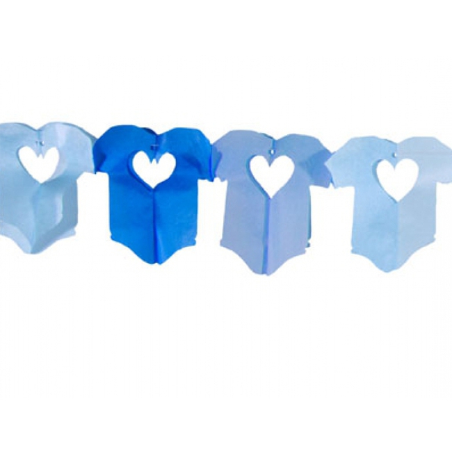 Blauwe baby slinger met rompertjes 600 cm papier