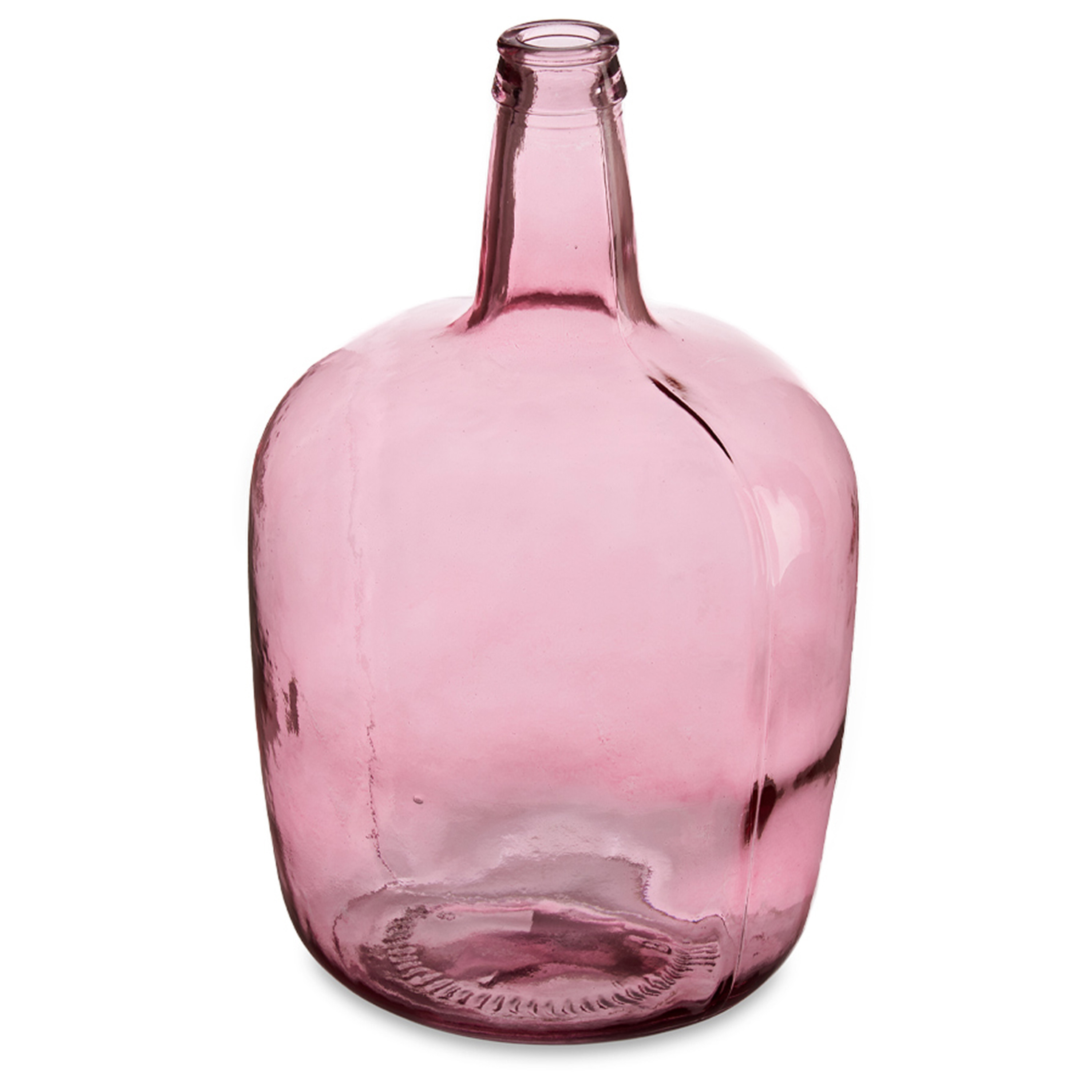 Bloemenvaas flessen model glas roze transparant 22 x 39 cm