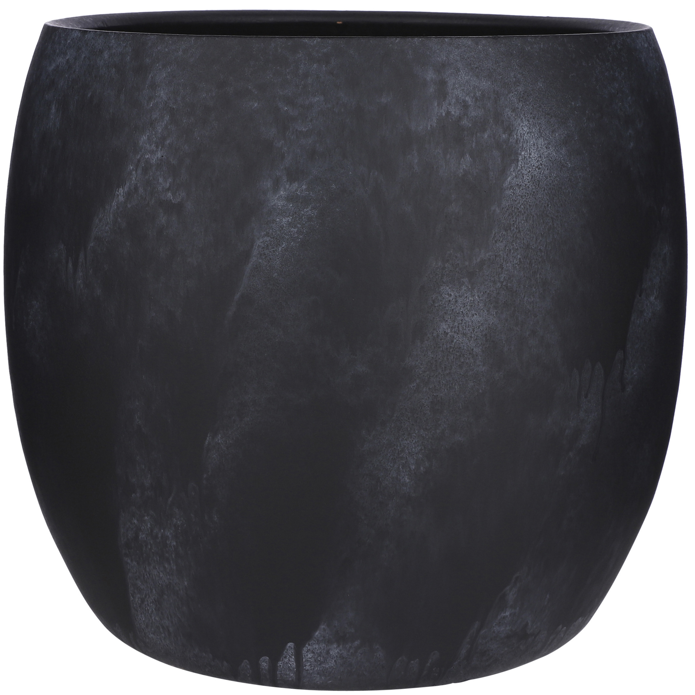 Bloempot in het mat zwart keramiek voor kamerplant H35 x D32 cm