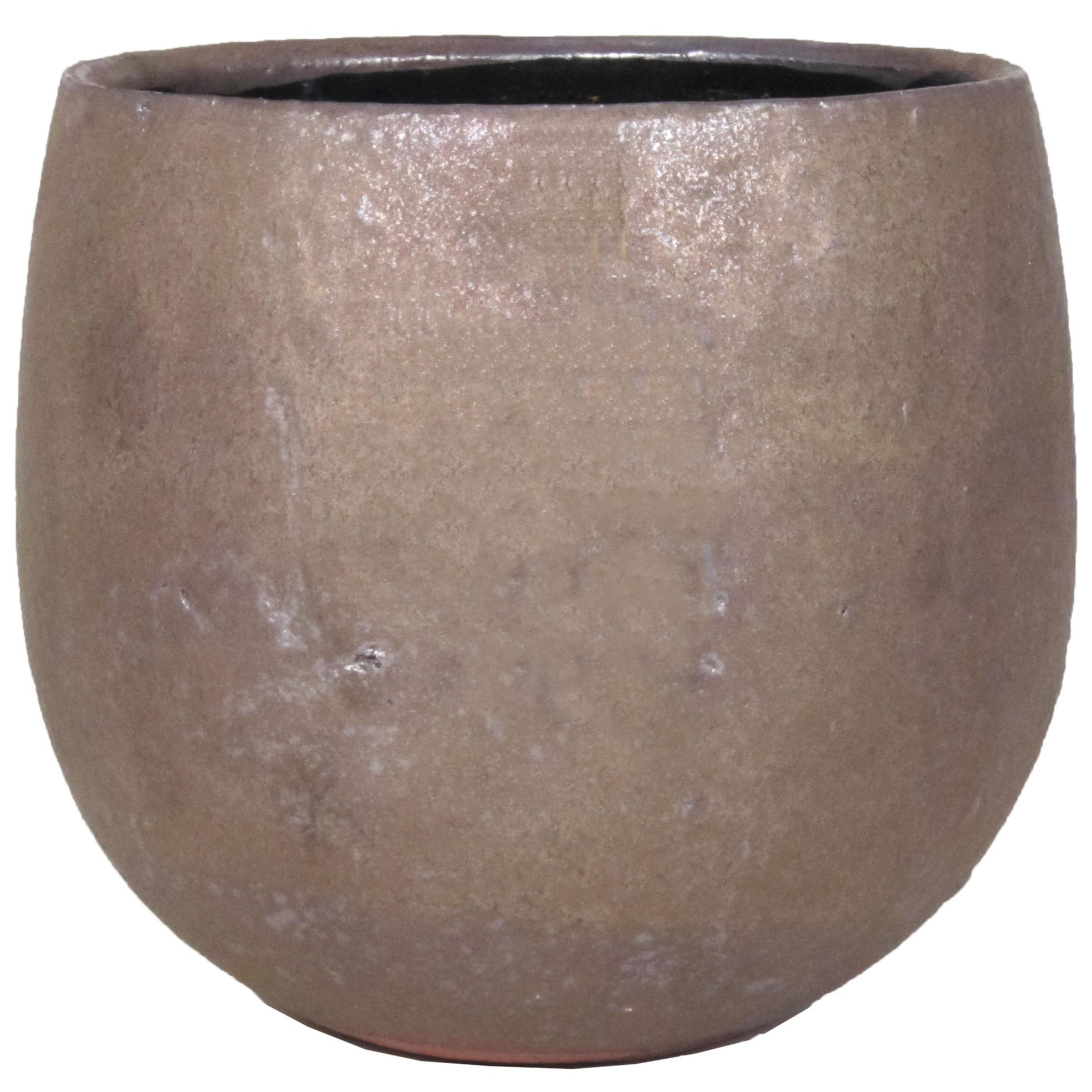 Bloempot-plantenpot schaal van keramiek glanzend brons kleur motief D14-11.5 cm en H10.5 cm