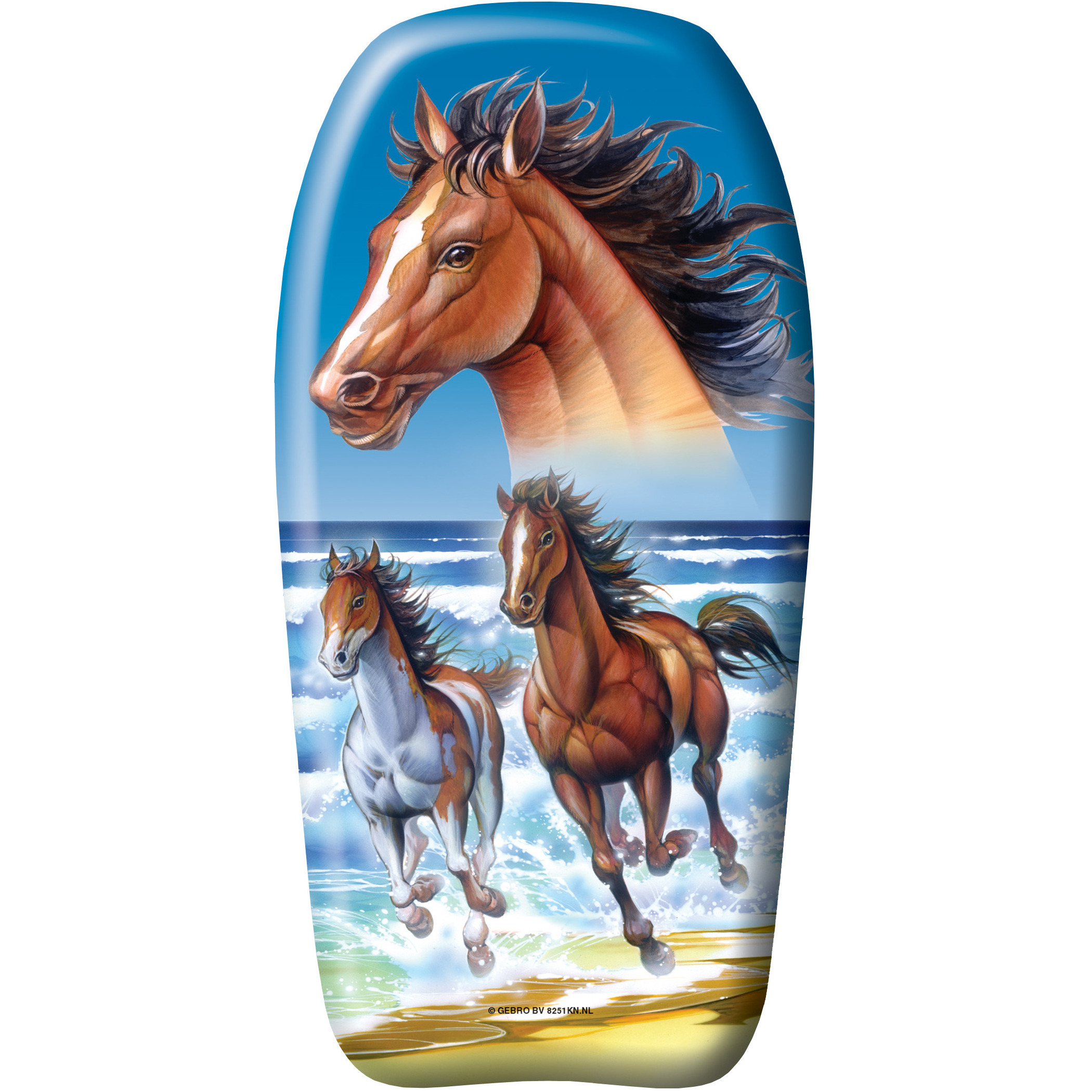 Bodyboard paarden kunststof bruin-blauw 82 x 46 cm