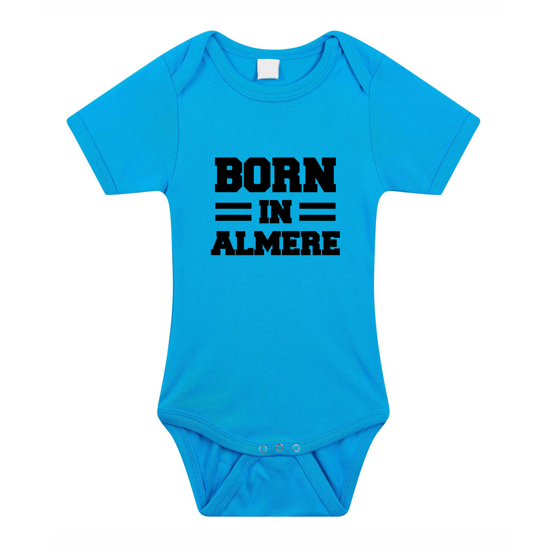Born in Almere cadeau baby rompertje blauw jongens