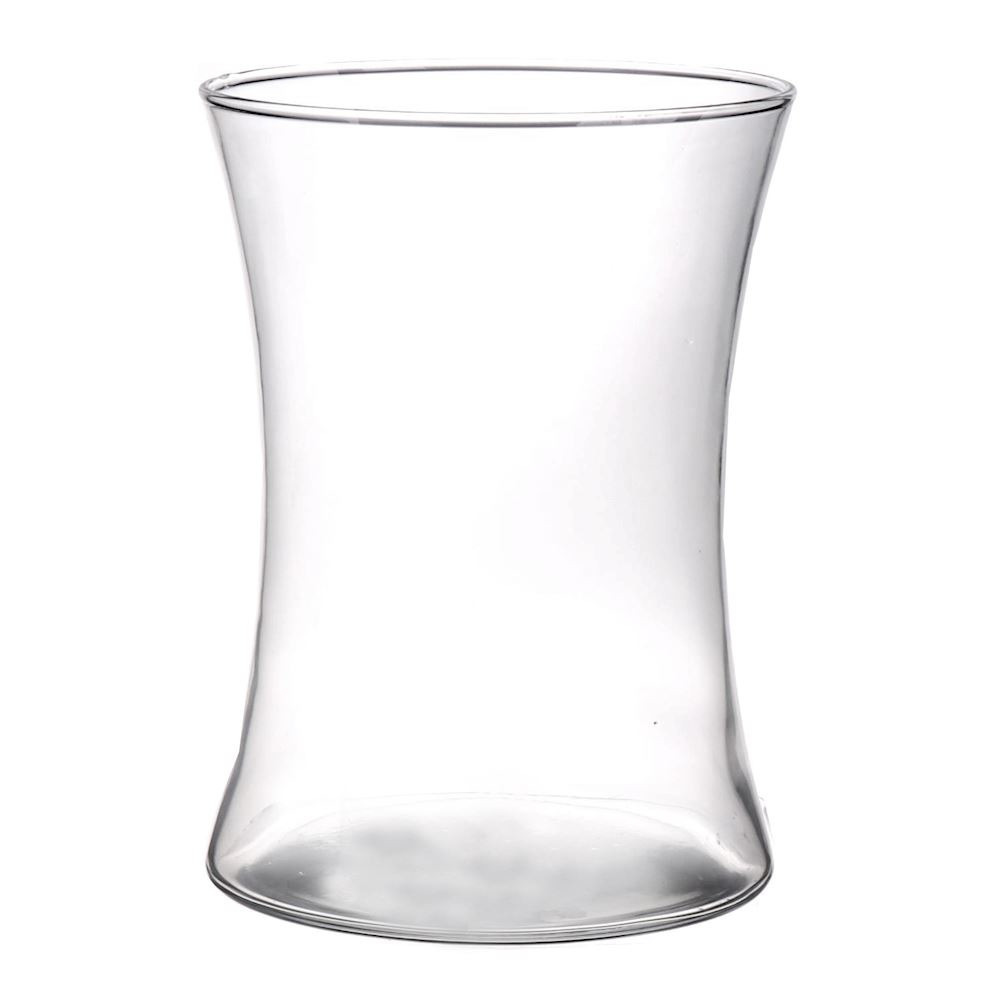 Brede trompet vaas-vazen helder glas 19 cm