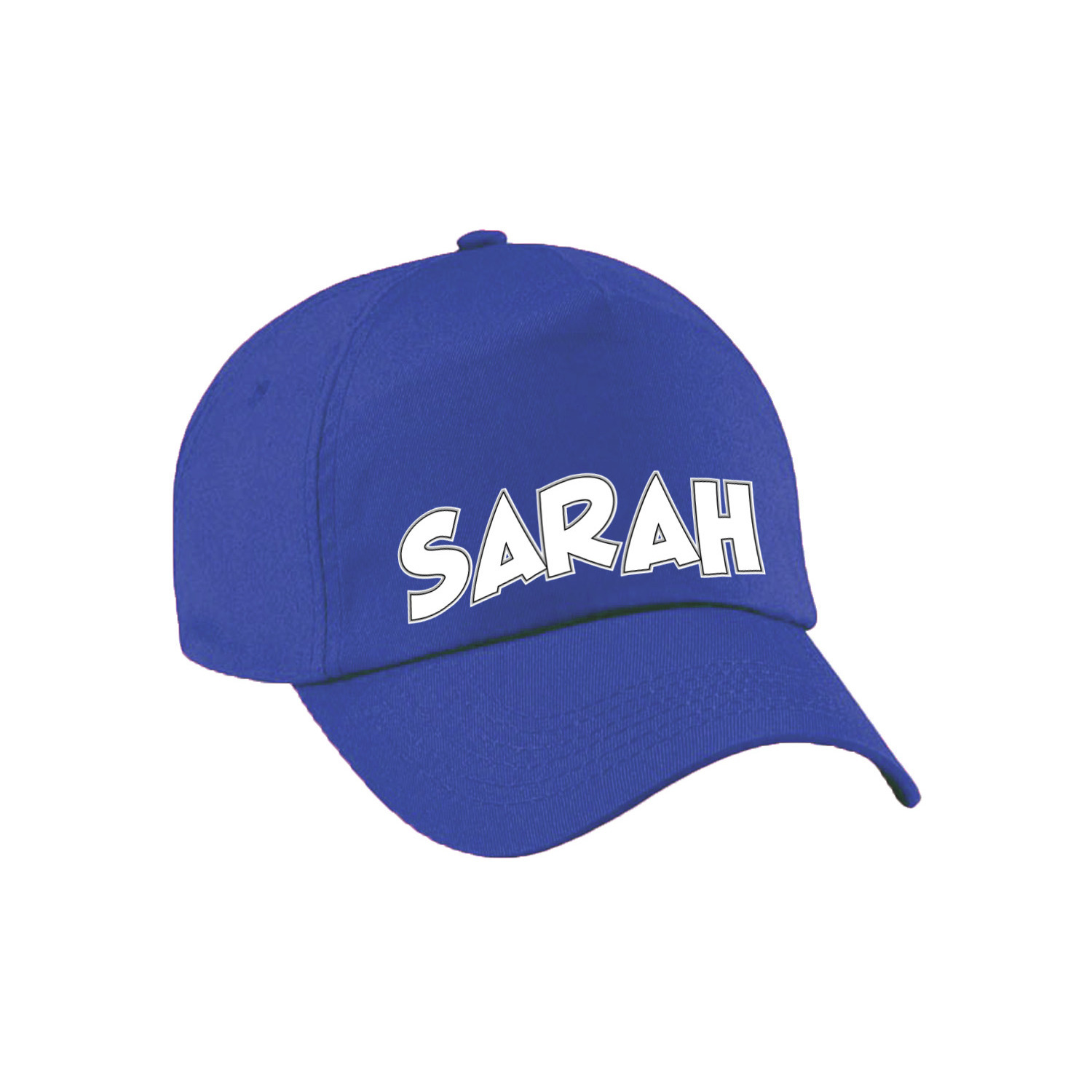 Cadeau pet-cap voor dames Sarah blauw vijftig-50 jaar verjaardag