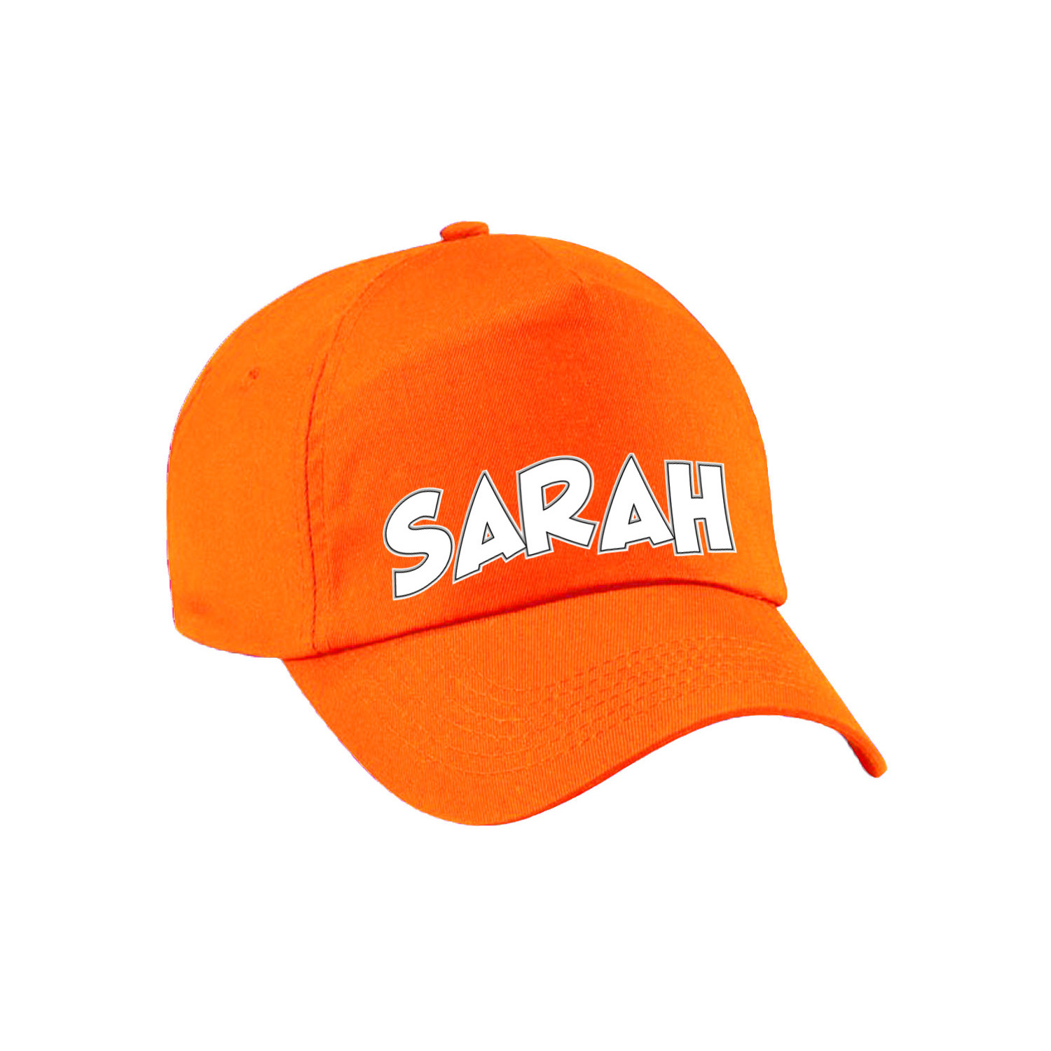 Cadeau pet-cap voor dames Sarah oranje vijftig-50 jaar verjaardag