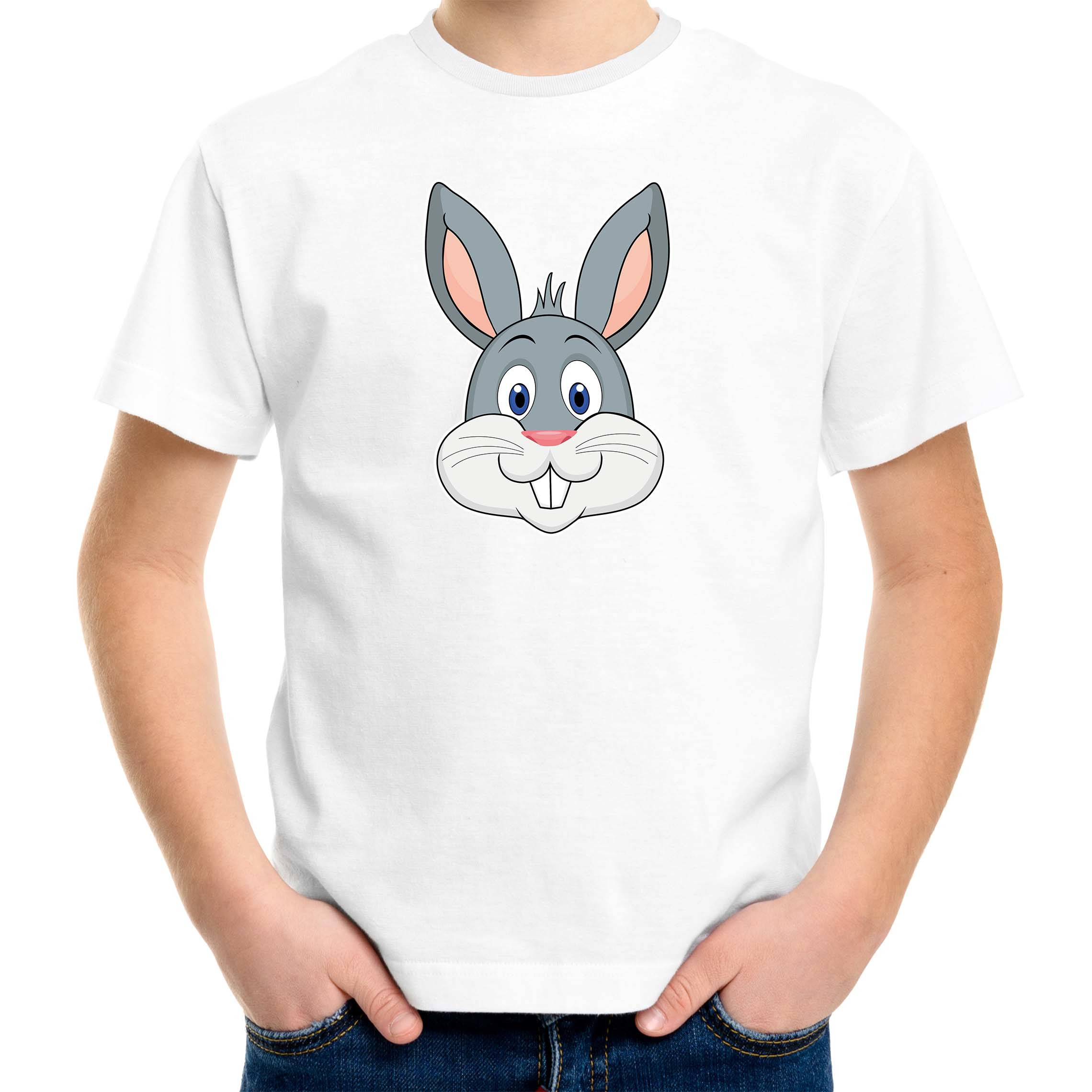 Cartoon konijn t-shirt wit voor jongens en meisjes Cartoon dieren t-shirts kinderen
