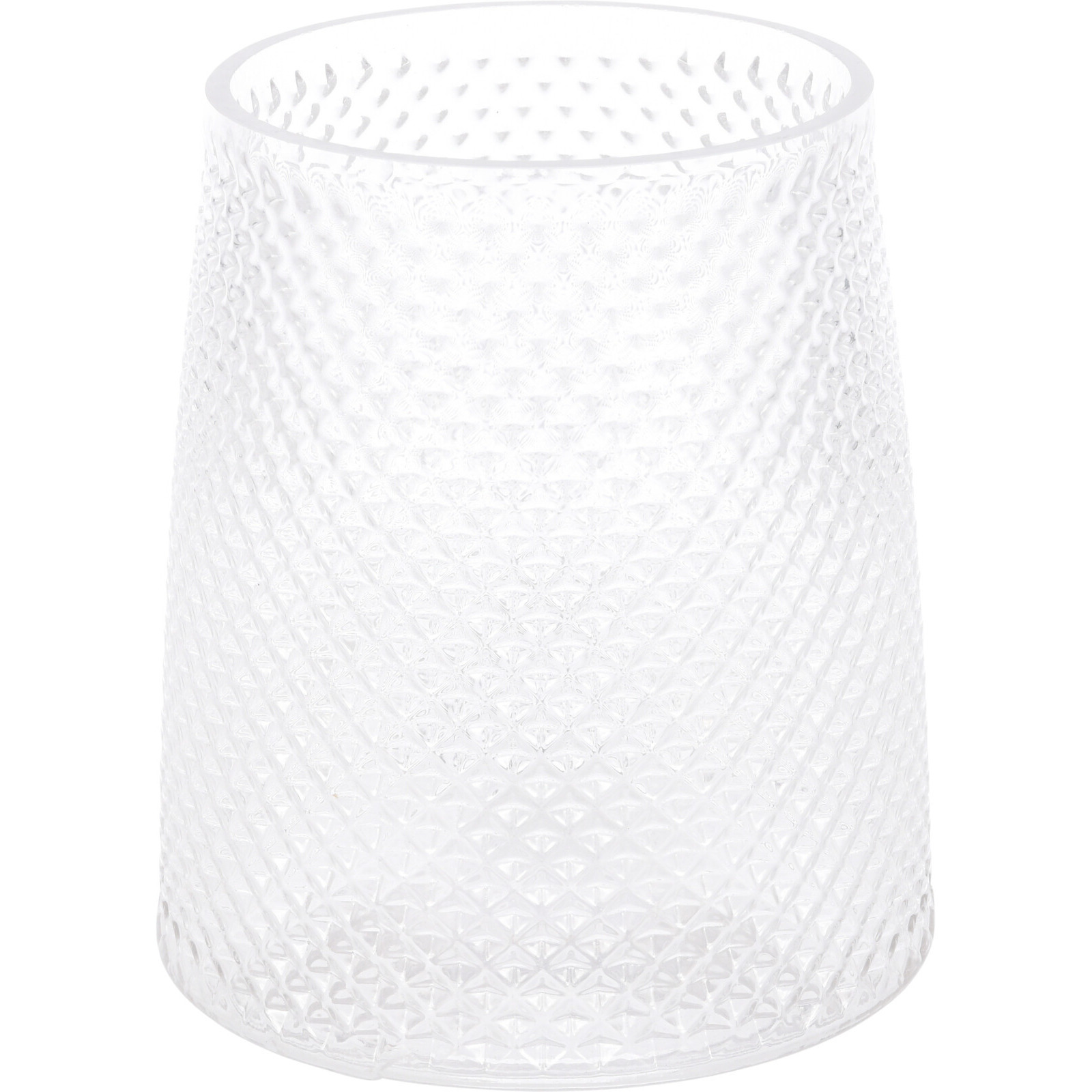 Cilindervaas gestipt-geribbeld glas transparant 13 x 15 cm