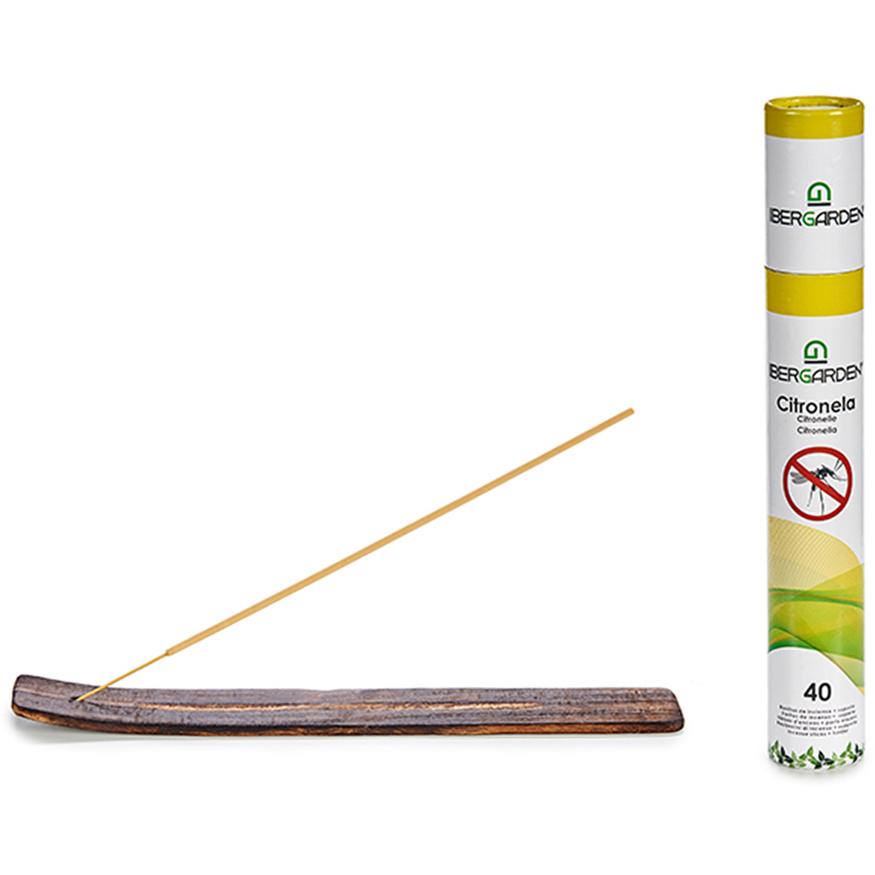 Citronella wierrook sticks met houder-plankje anti muggen 40x sticks 32 cm