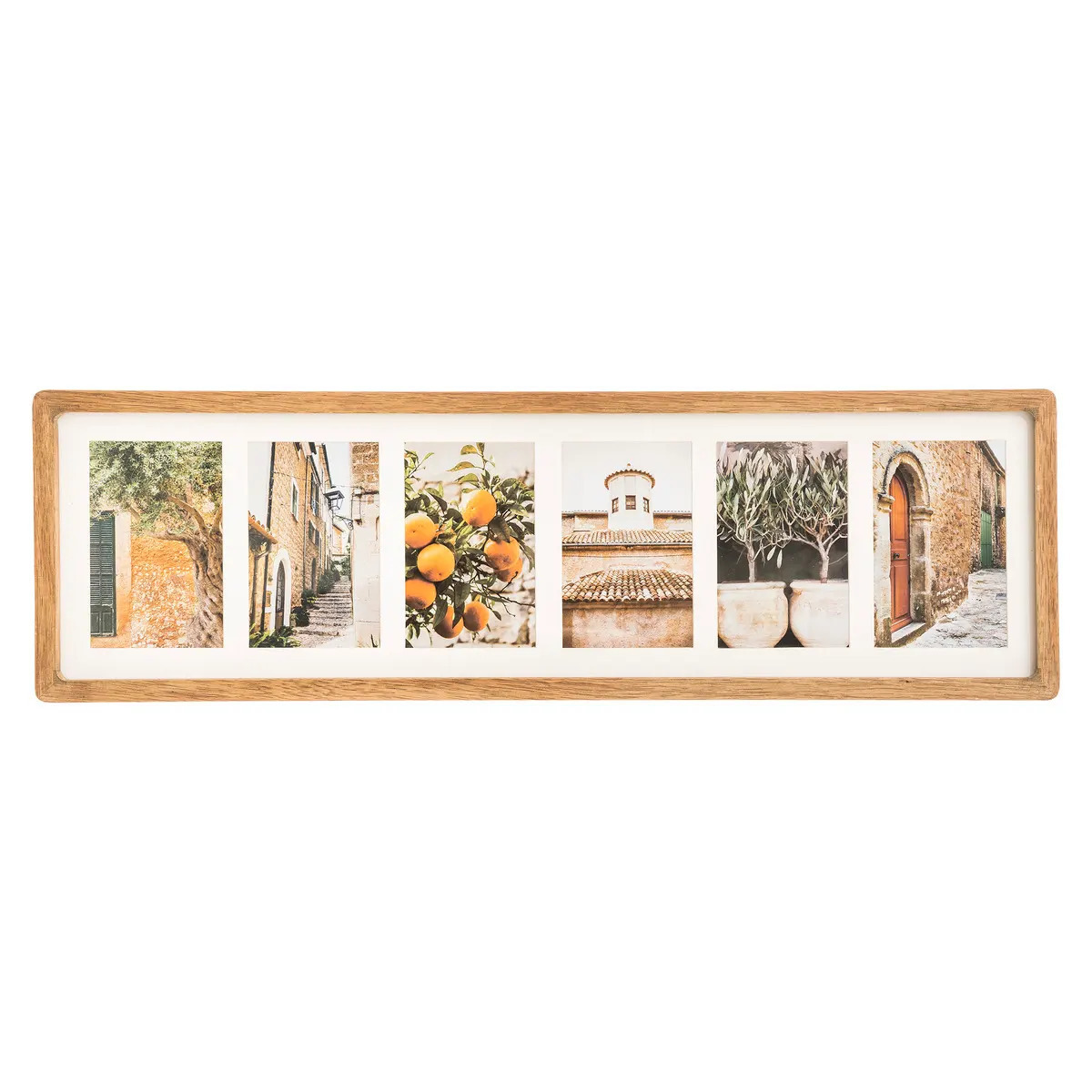 Collage fotolijst voor 6x foto voor 10 x 15 cm fotos Mango hout beige 70 x 21 cm