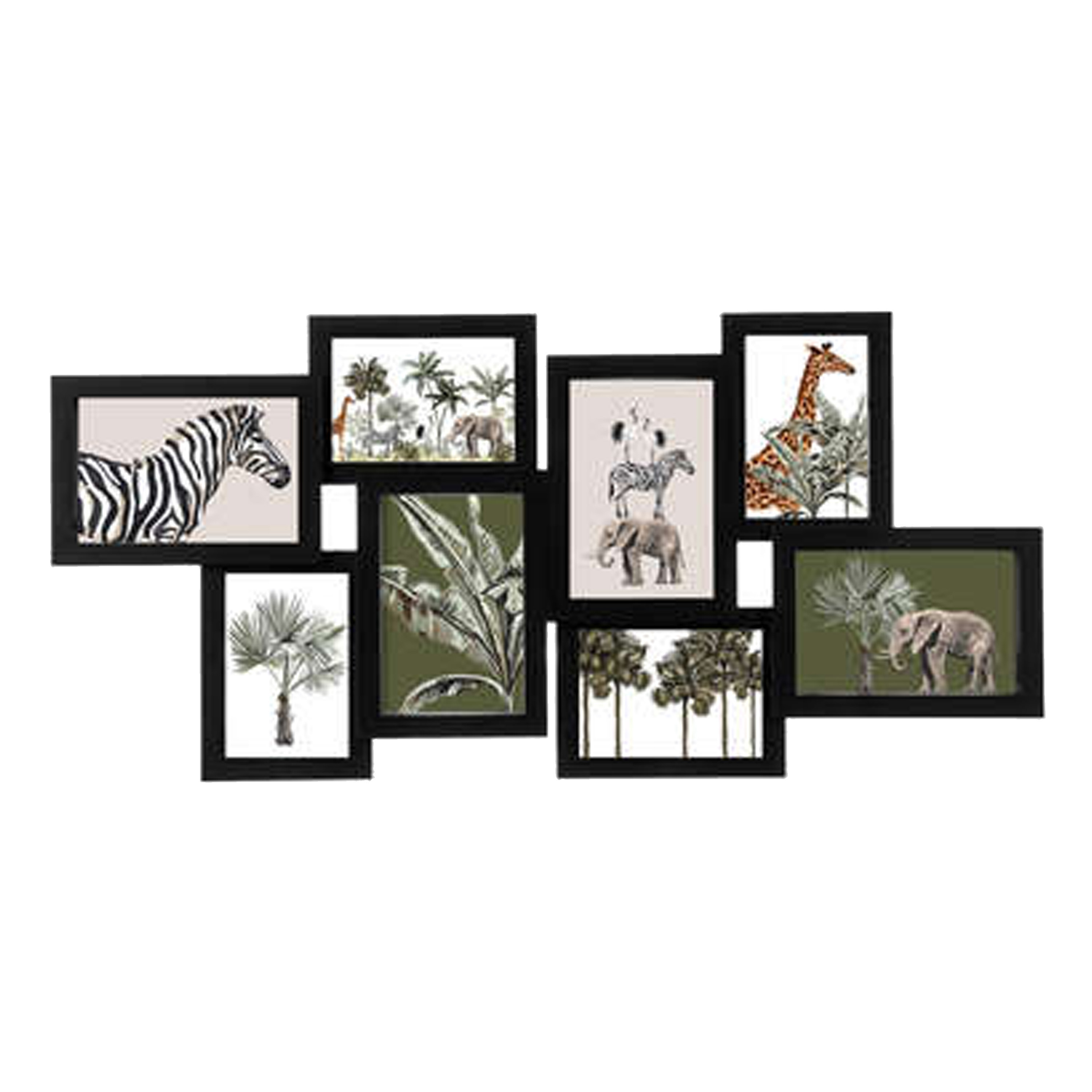 Collage fotolijst voor 8x foto van verschillende formaten zwart foto frame wand 63 x 30 cm