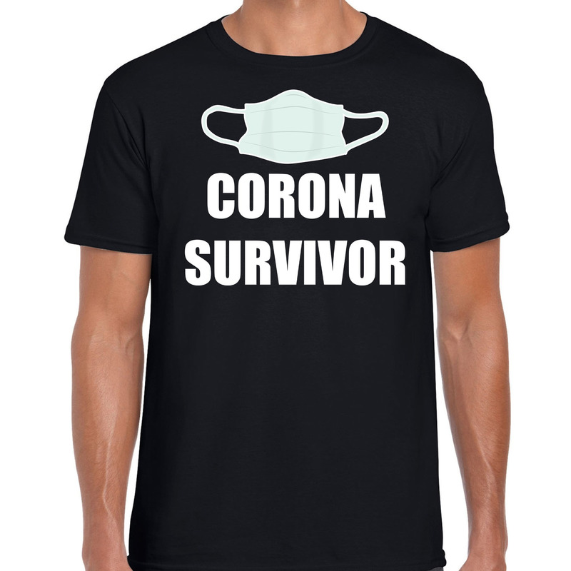 Corona survivor t-shirt zwart voor heren