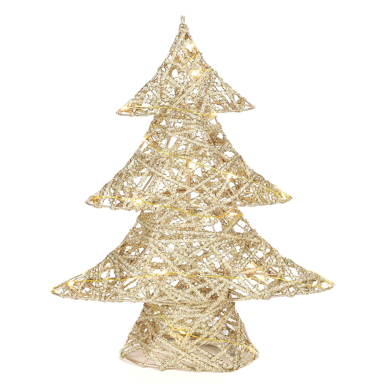 Countryfield decoratie kerstboom goud met verlichting H35 cm