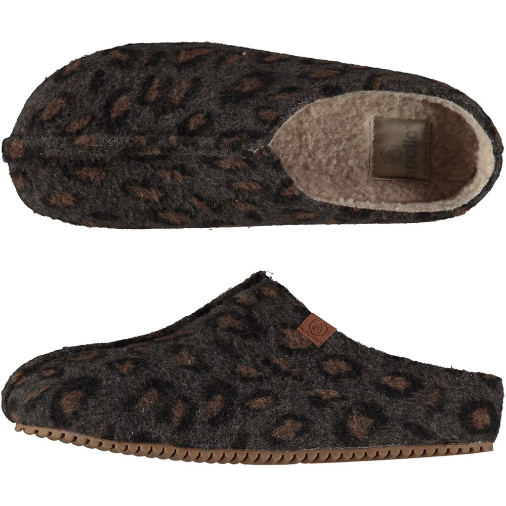 Dames instap slippers-pantoffels luipaard print beige maat 37-38
