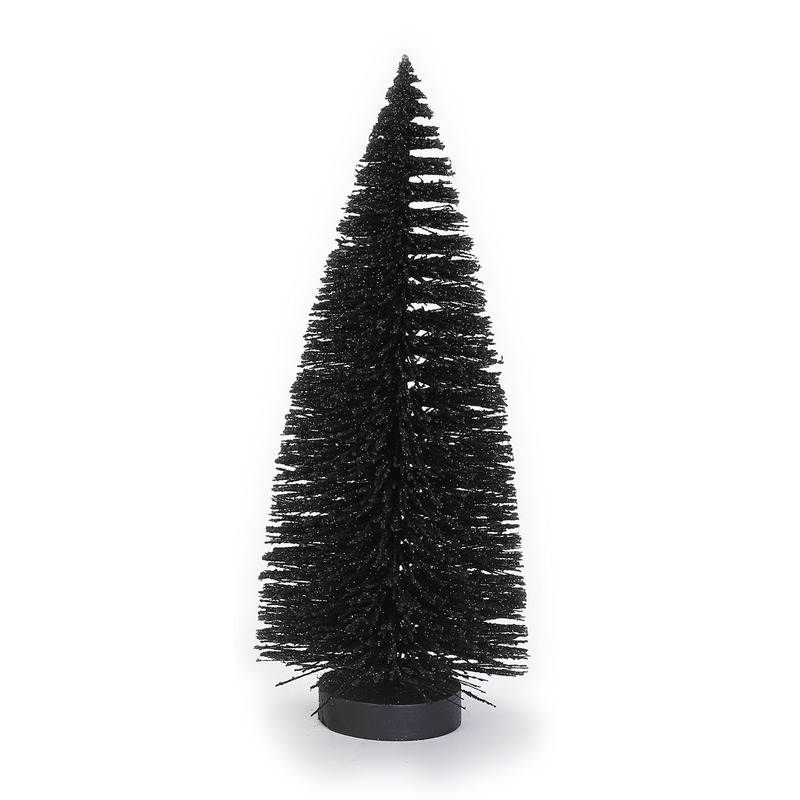 Decoratie kerstbomen- mini kerstboompjes zwart 27 cm