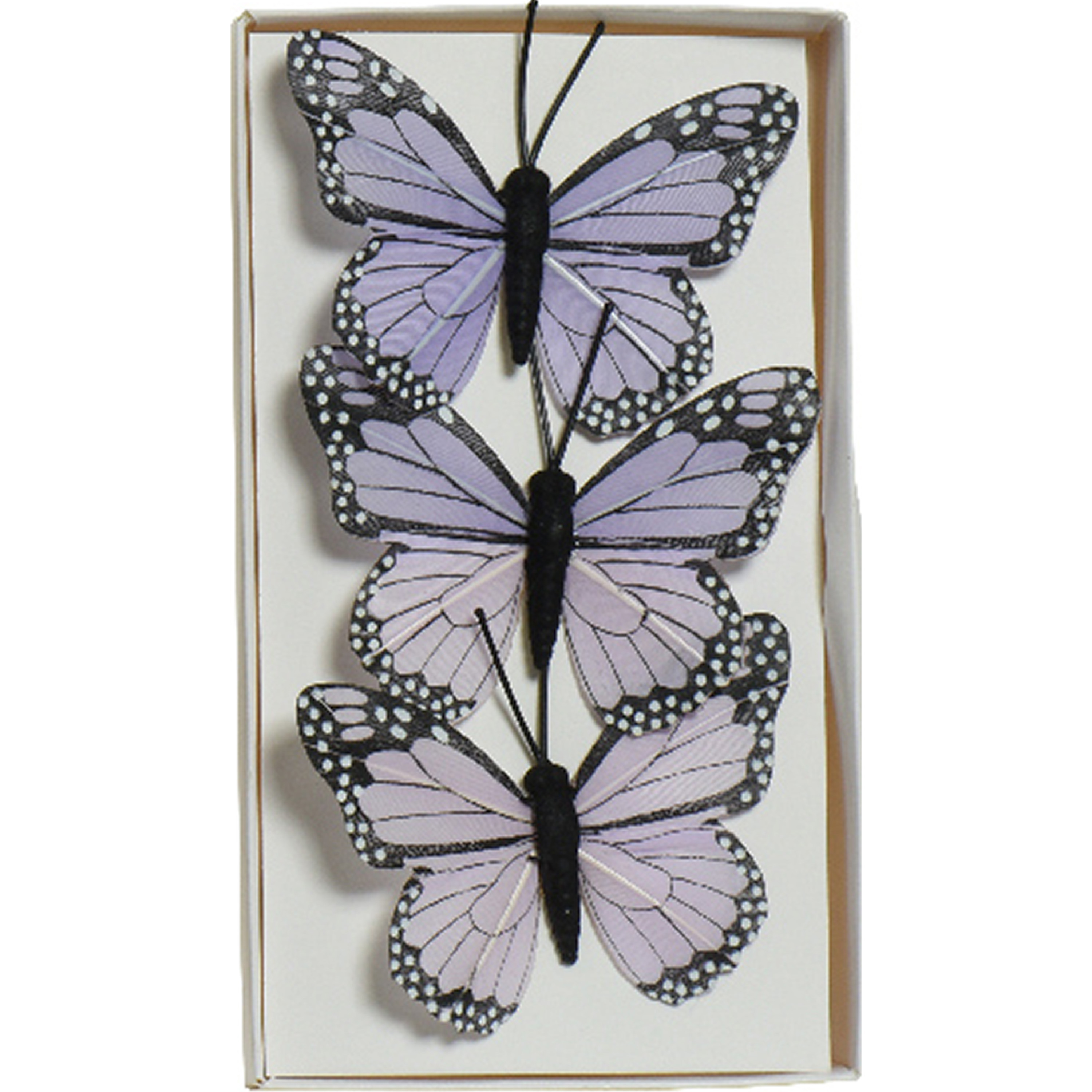 Decoratie vlinders op draad 3x paars 8 x 6 cm