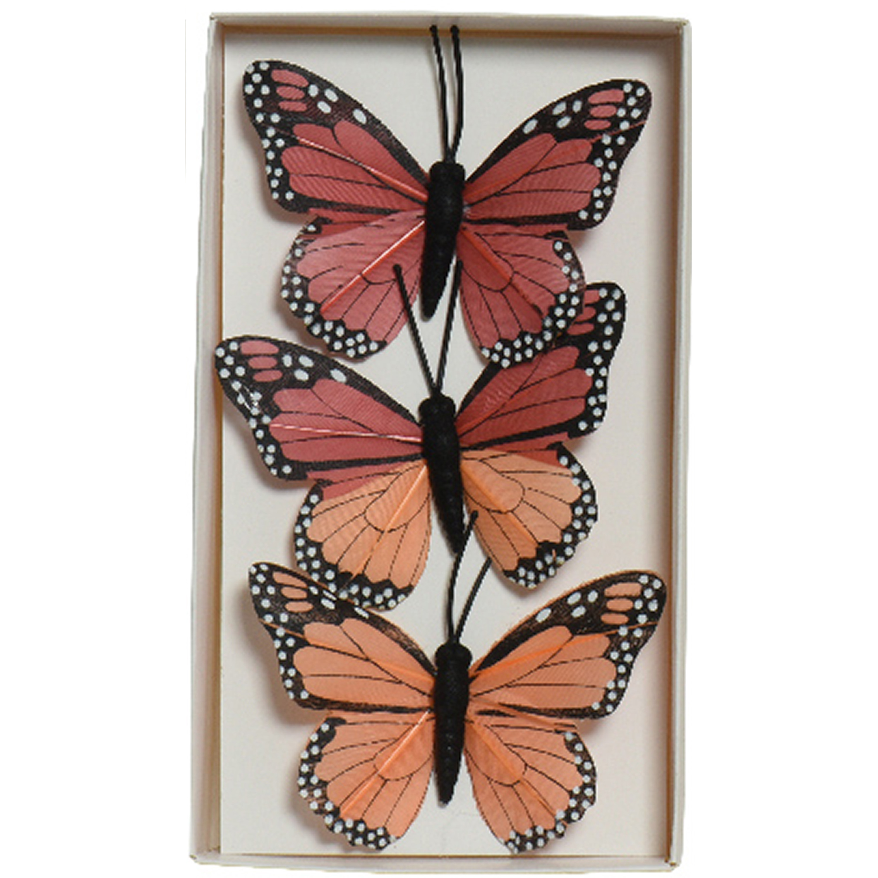 Decoratie vlinders op draad 3x rood 8 x 6 cm