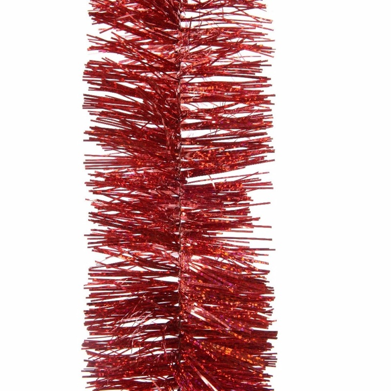 Decoris kerstslinger rood 270 x 7,5 cm tinsel-folie lametta slinger