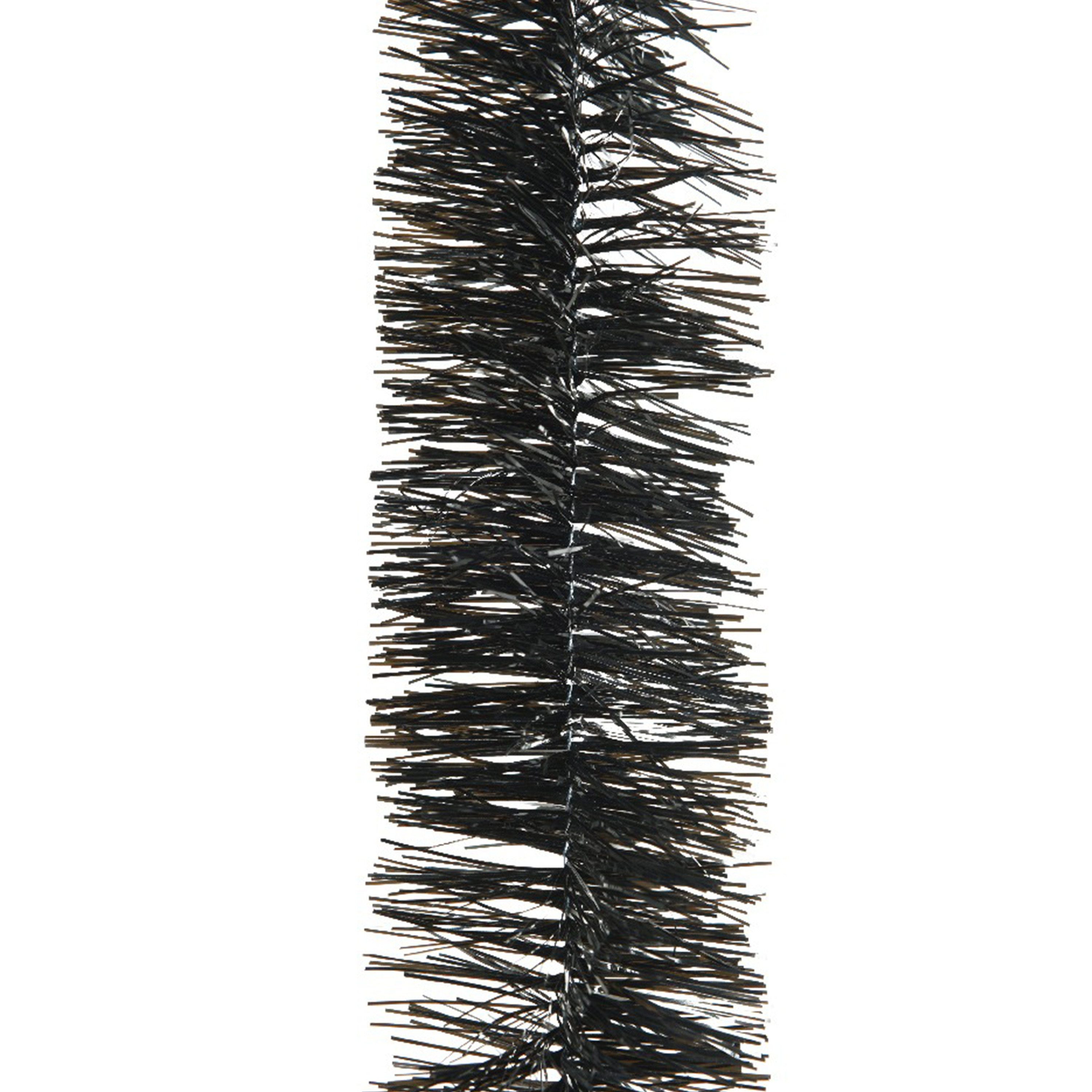 Decoris kerstslinger zwart 270 x 7 cm folie-tinsel lametta kerstboomversiering