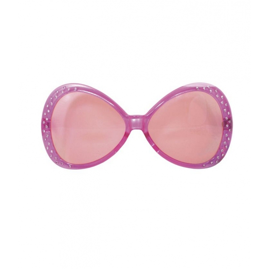 Diamant verkleed zonnebril XL roze