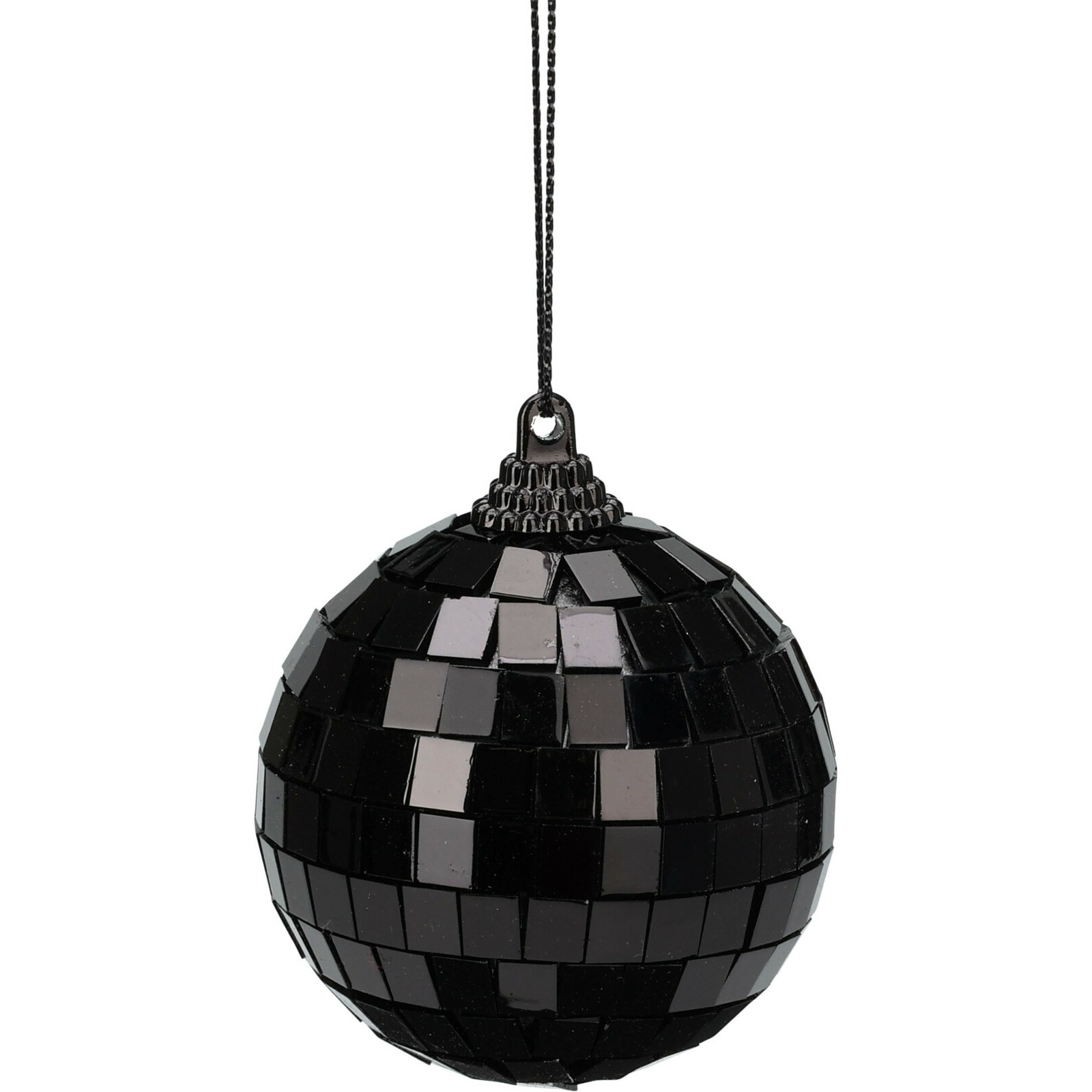 Discobal kerstbal-spiegel kerstbal- 1x st zwart 6 cm kunststof