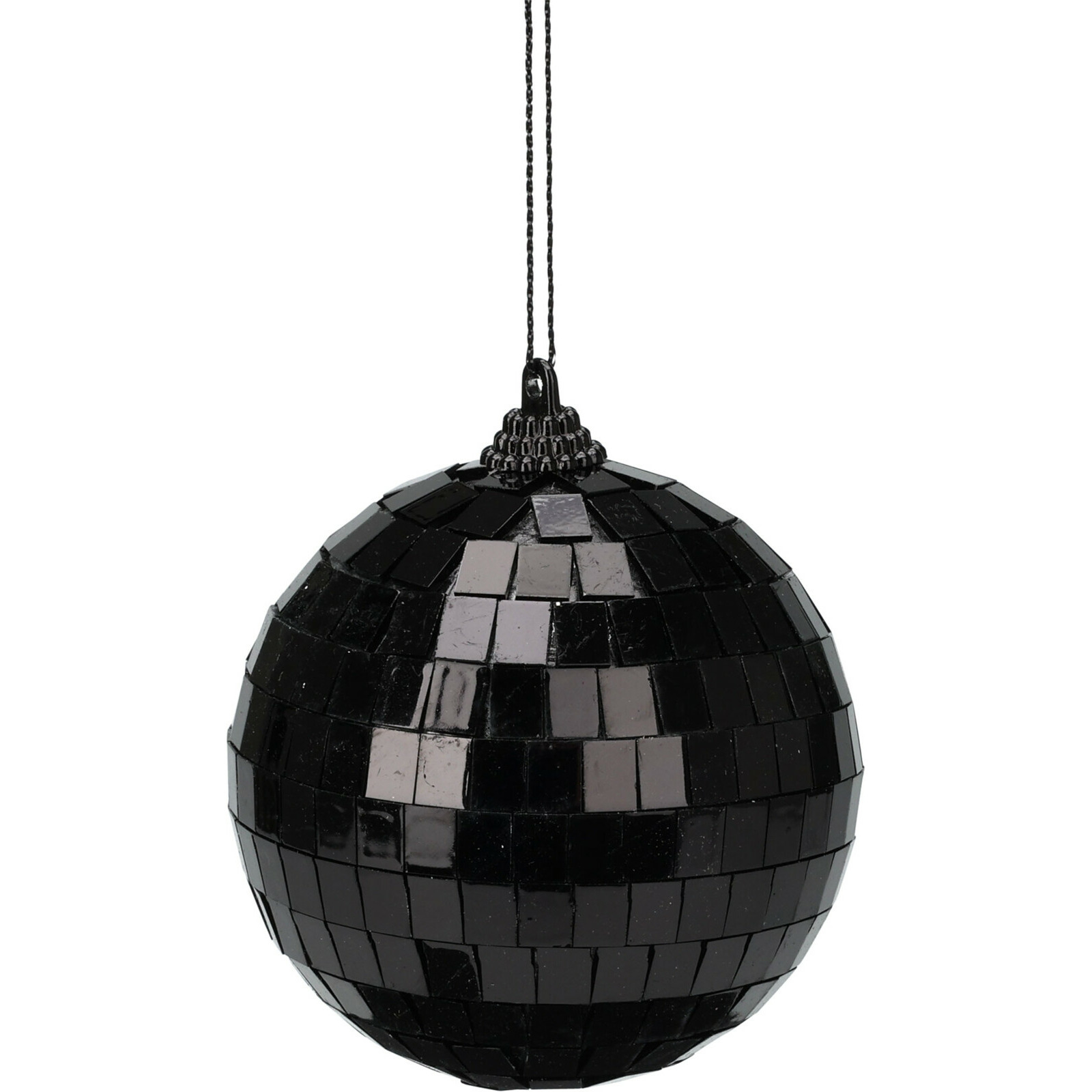 Discobal kerstbal-spiegel kerstbal- 1x st zwart 8 cm kunststof