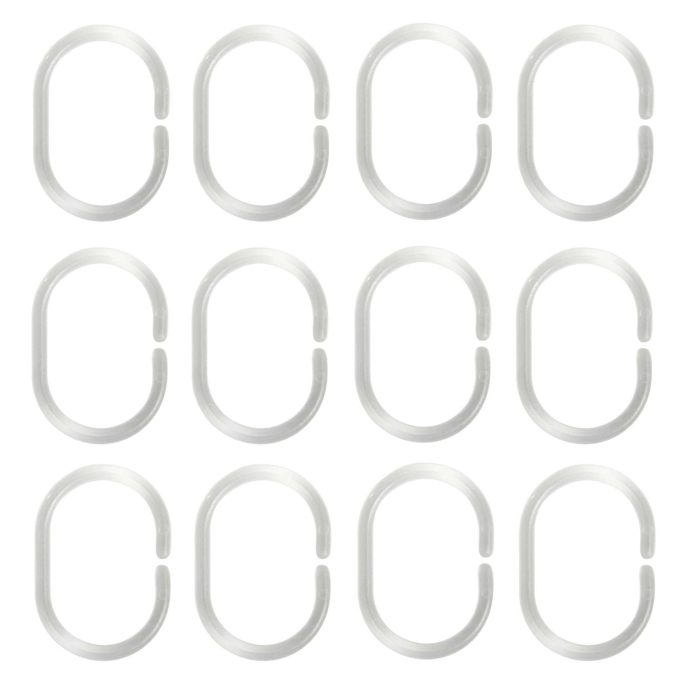Douchegordijn ophang ringen kunststof transparant 12x stuks 4 x 6 cm