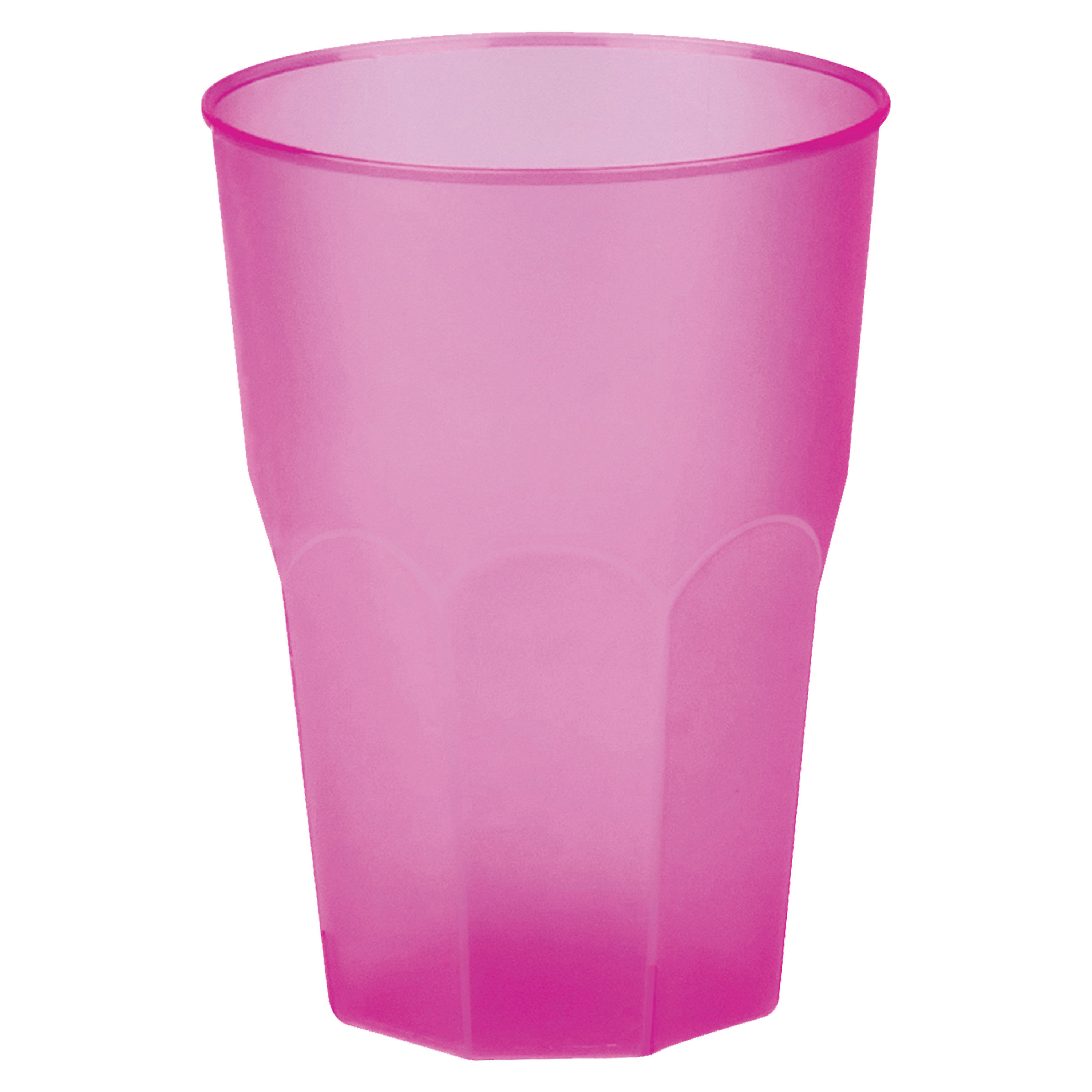 Drinkglazen frosted fuchsia roze 6x 420 ml onbreekbaar kunststof Feest-cocktailglas