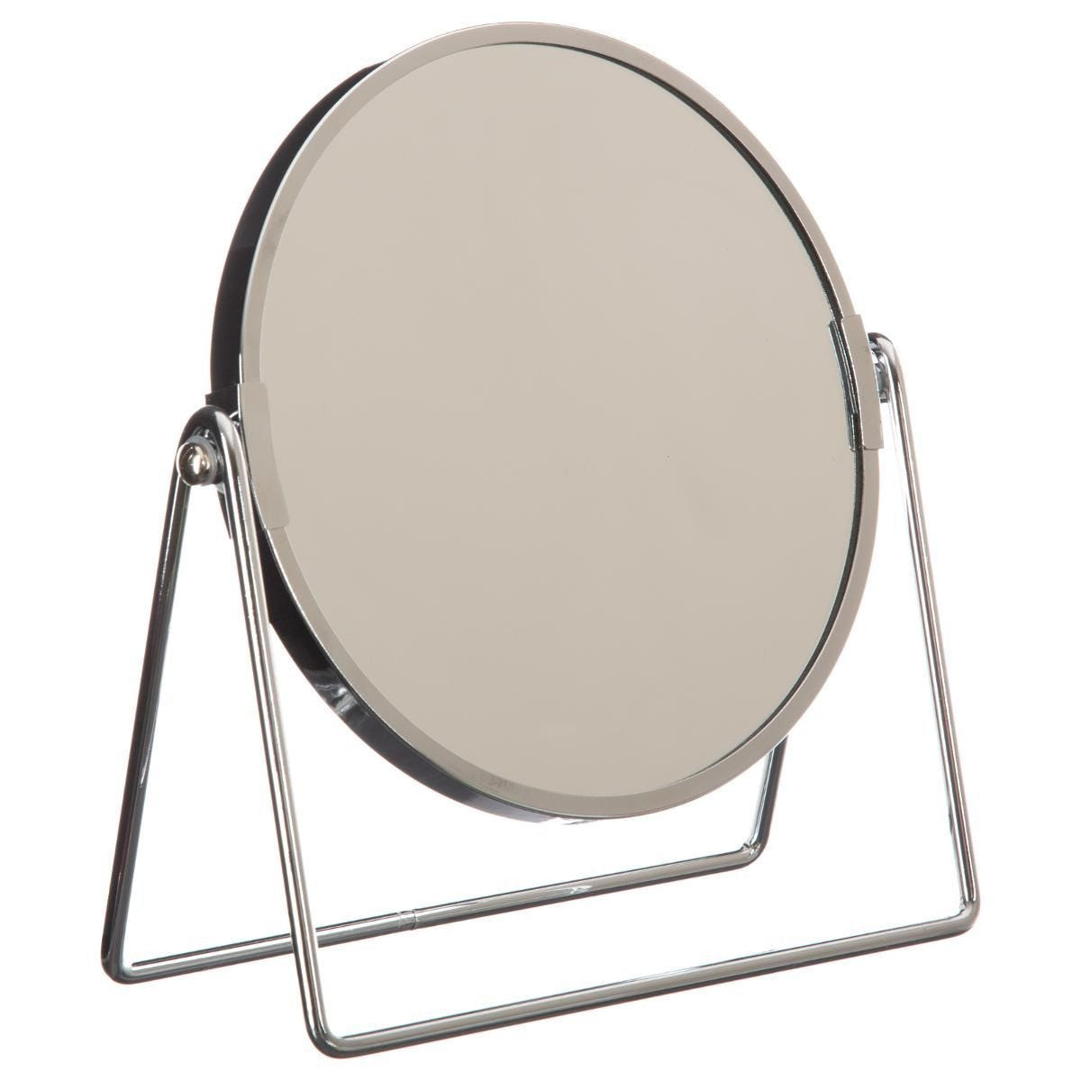 Dubbele make-up spiegel/scheerspiegel op voet 19 x 8 x 21 cm zilver