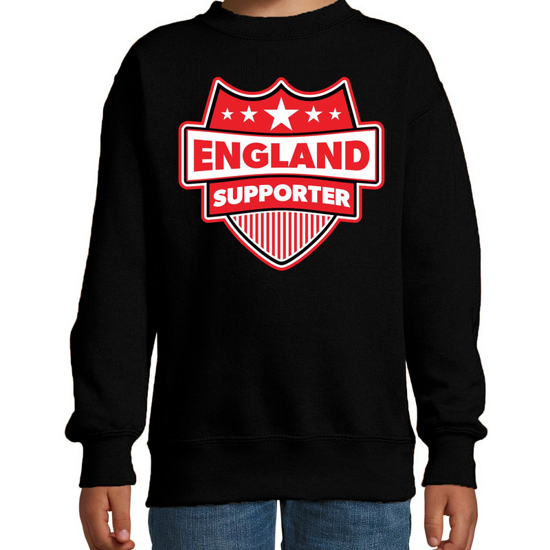 Engeland-England schild supporter sweater zwart voor kinder