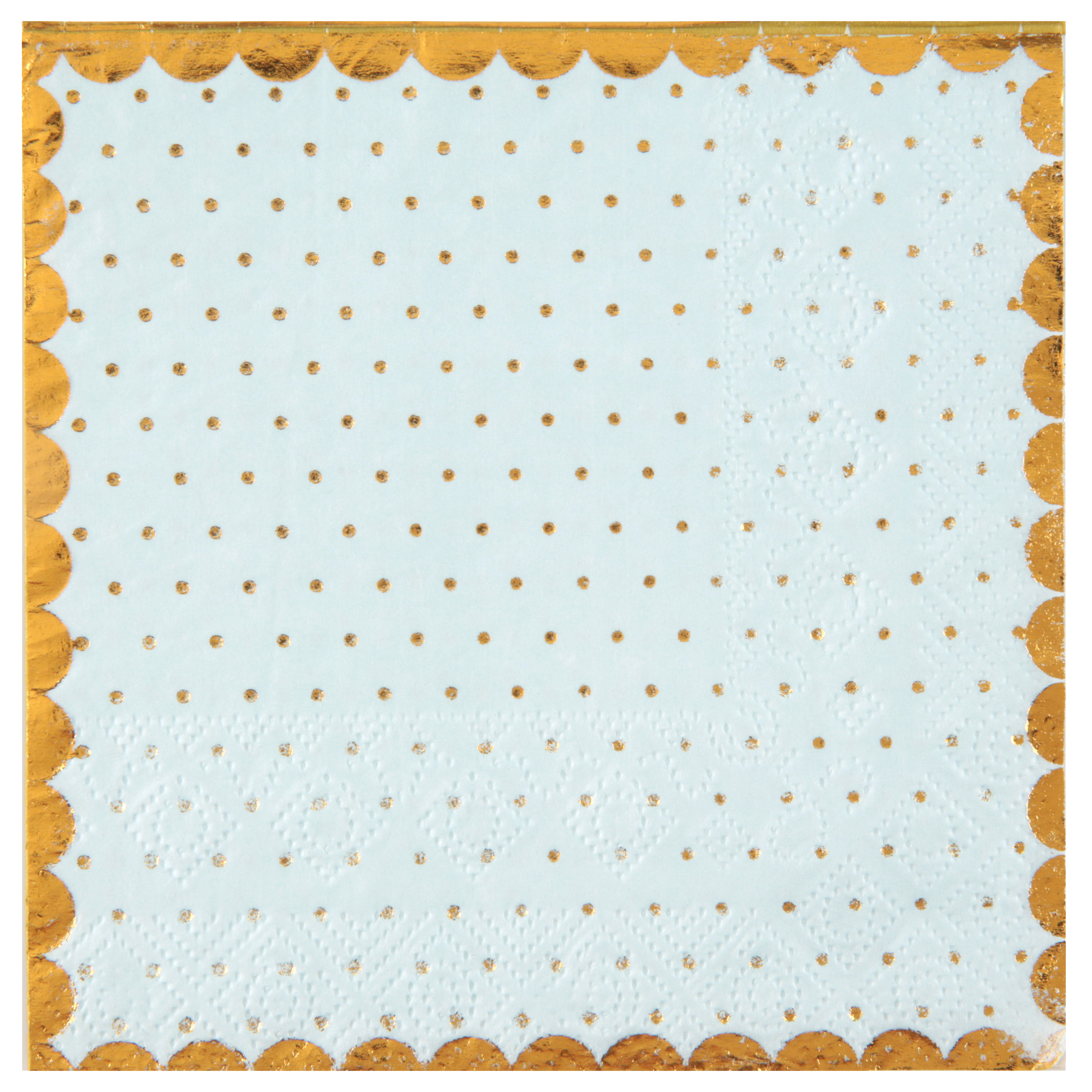 Feest servetten - stippen - 20x stuks - 25 x 25 cm - papier - blauw/goud