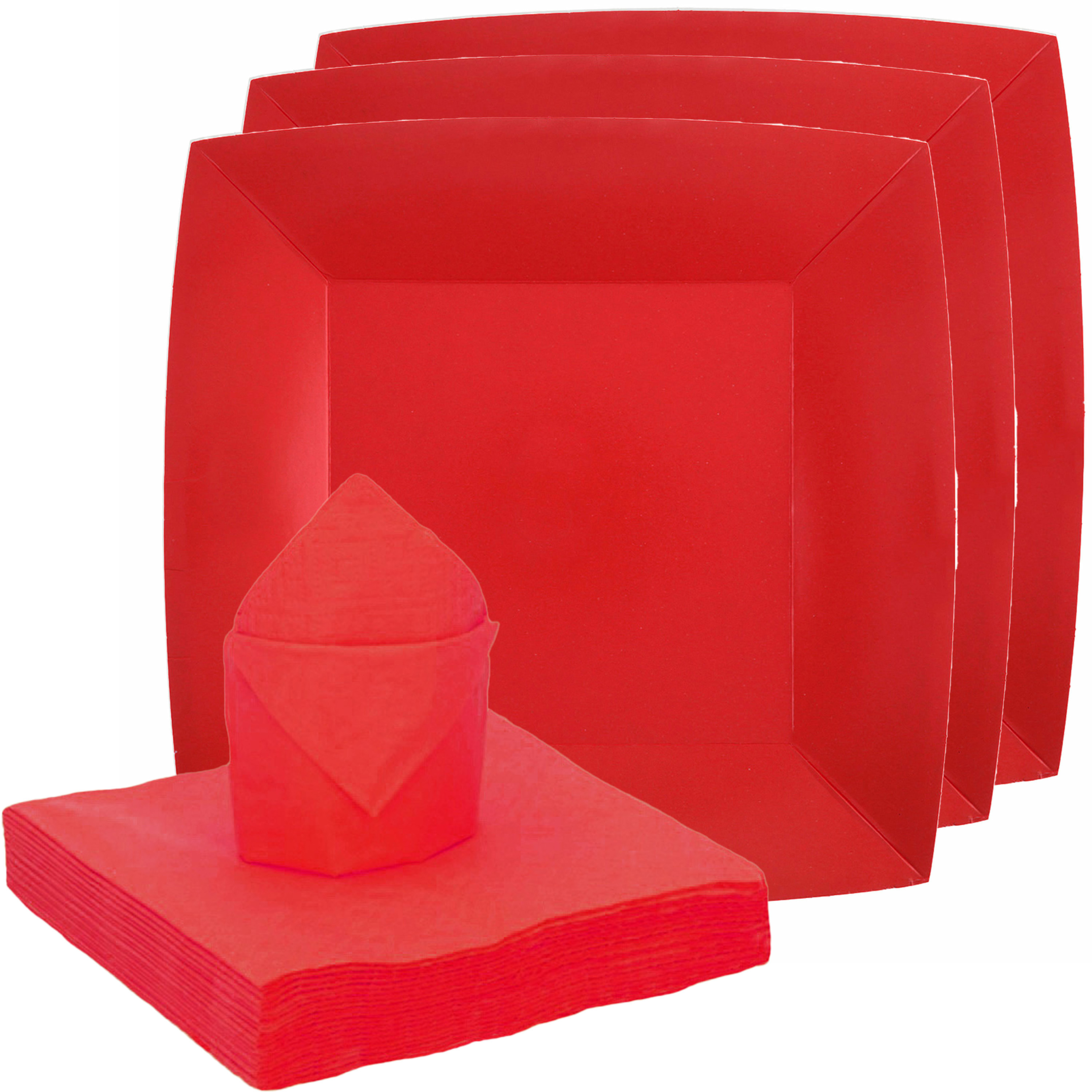 Feest-verjaardag servies set 10x bordjes-25x servetten rood karton