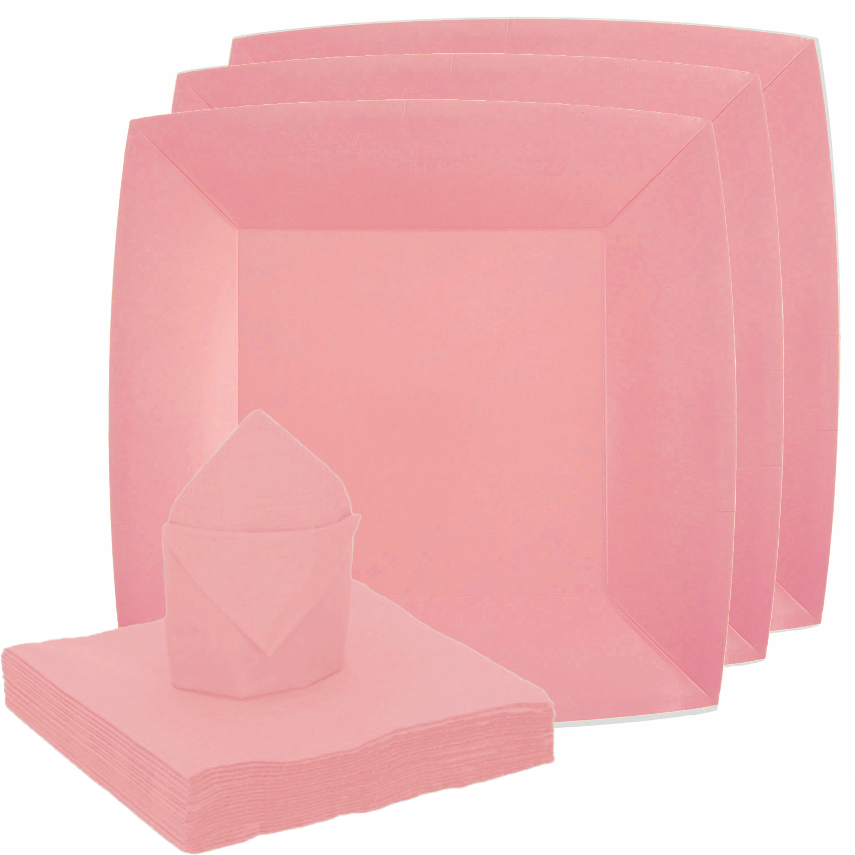 Feest-verjaardag servies set 20x bordjes-25x servetten roze karton