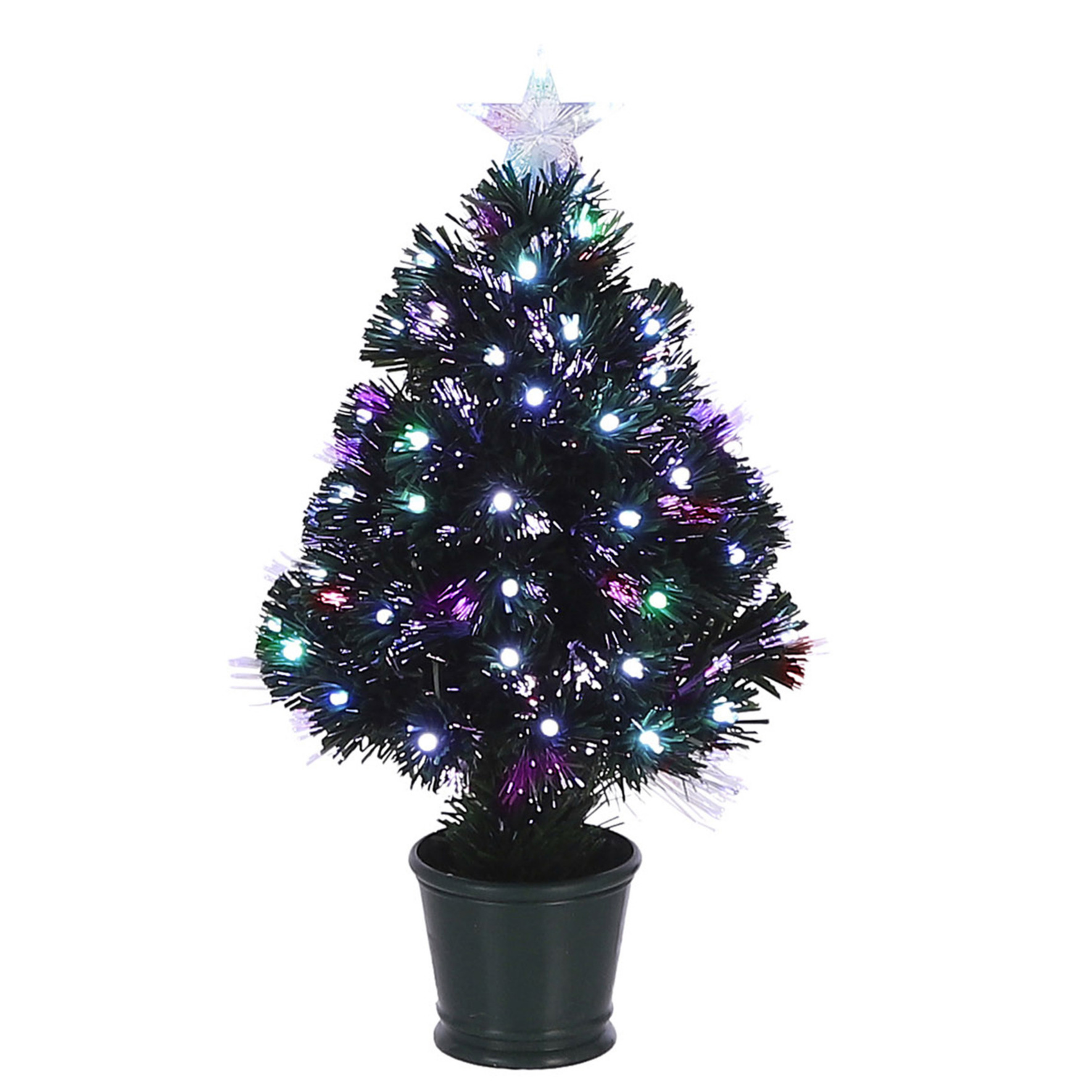 Fiber optic kerstboom-kunst kerstboom met knipperende verlichting en piek ster 60 cm
